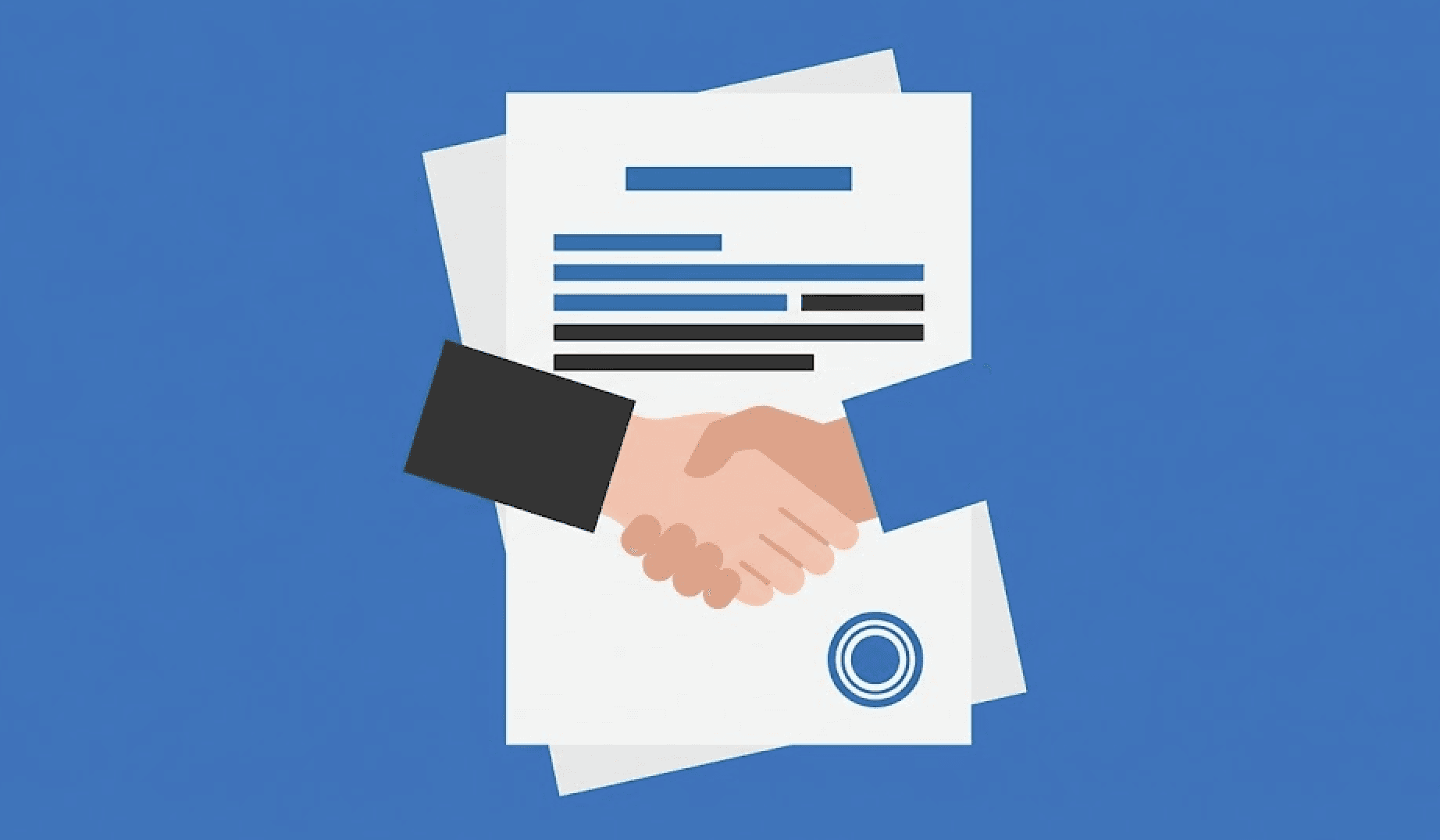 aperto de mão sobre um documento assinado, simbolizando a formalização de contratos de prestação de serviços.