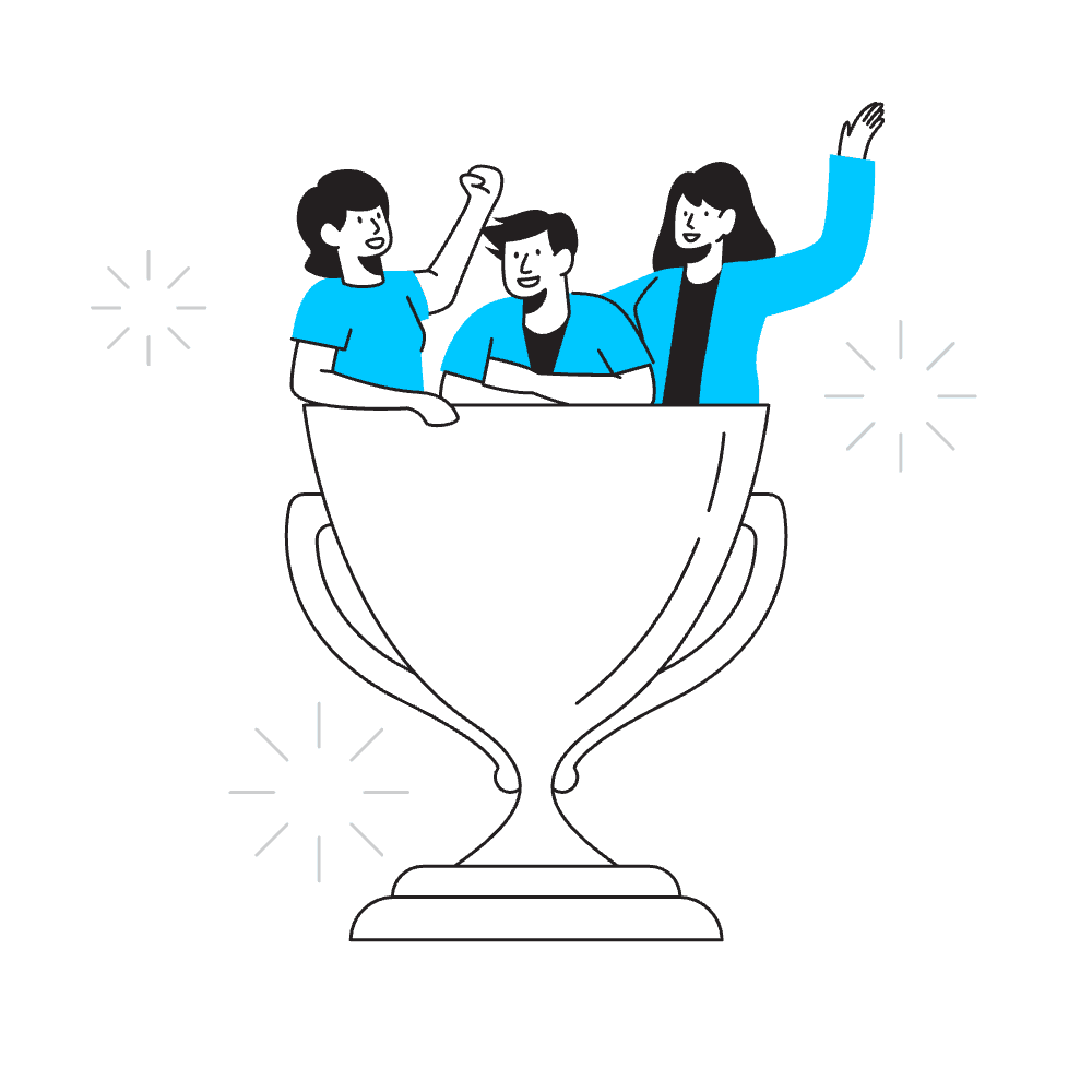 Illustration d’une équipe commerciale célébrant sa performance grâce à une meilleure organisation CRM sur HubSpot