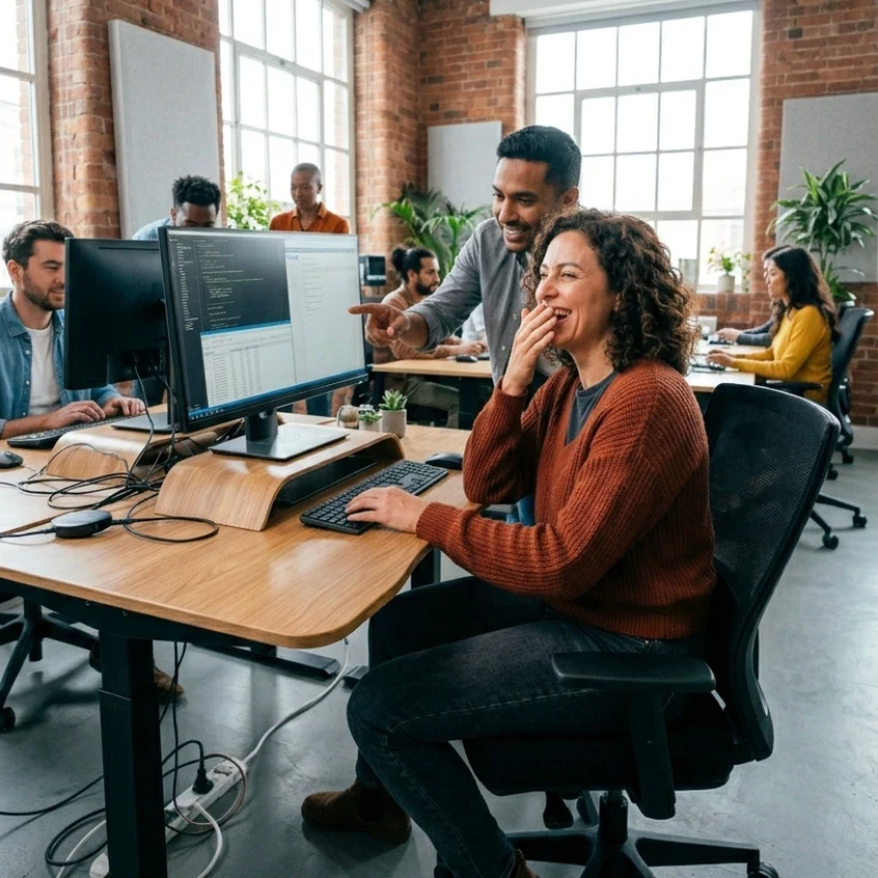 Équipe de professionnels en agence analysant des graphiques de performance, des courbes d'audience et des indicateurs de suivi sur un grand écran haute résolution, illustrant notre expertise en Stratégie de comm 360° pour garantir un pilotage continu des performances.