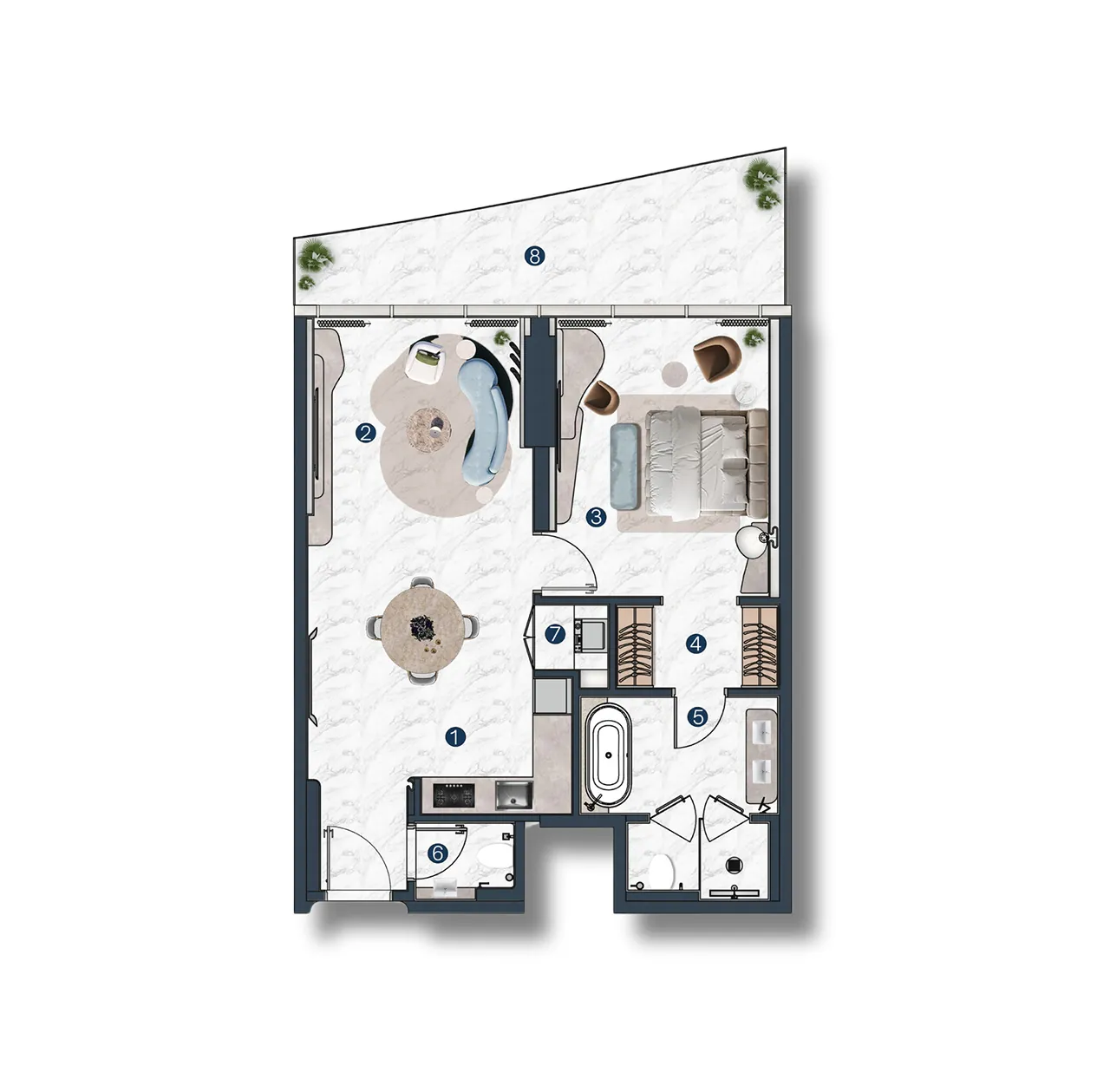 La Mazzoni 1BR Floor Plan