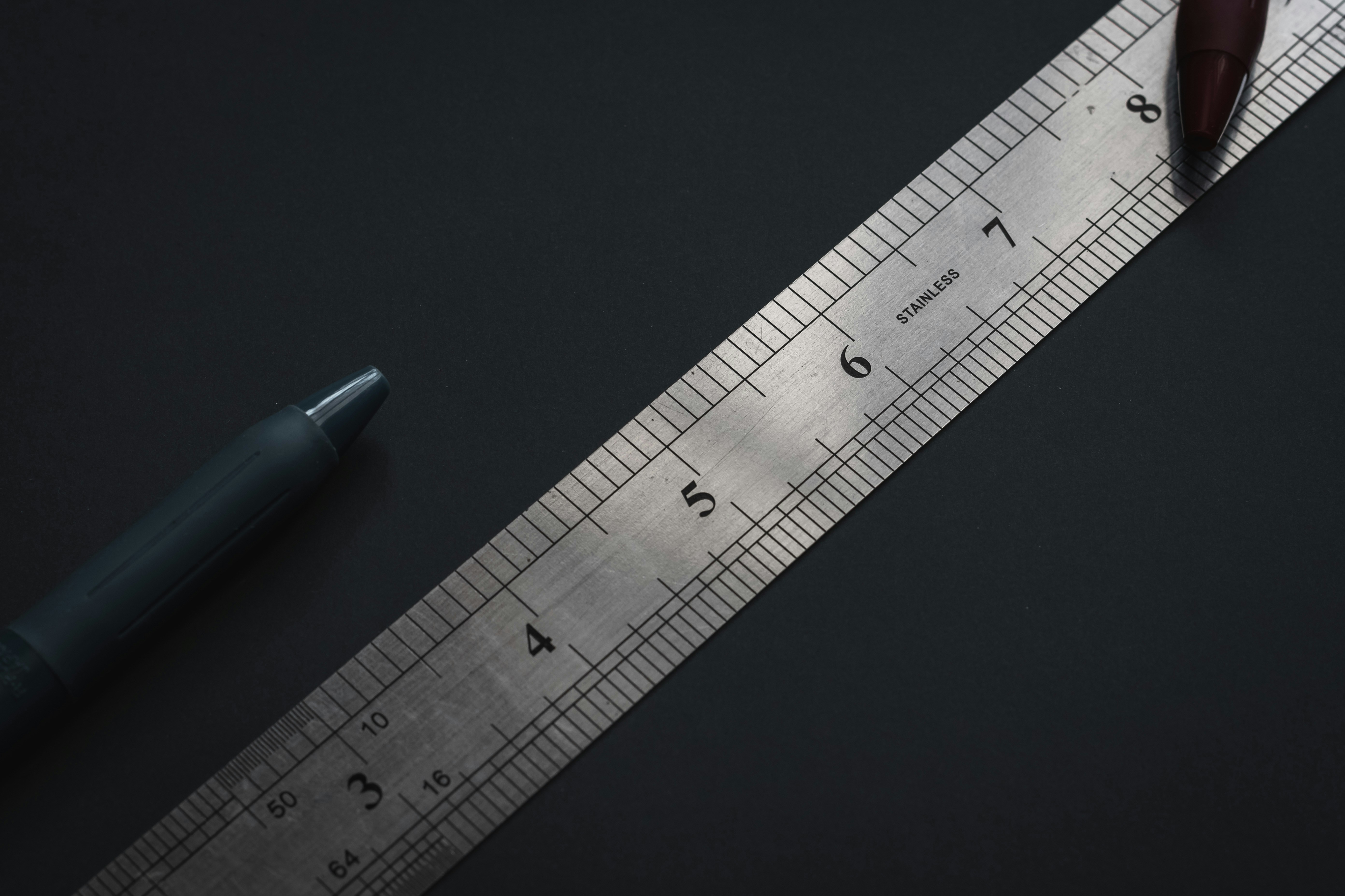 Close up of steel ruler