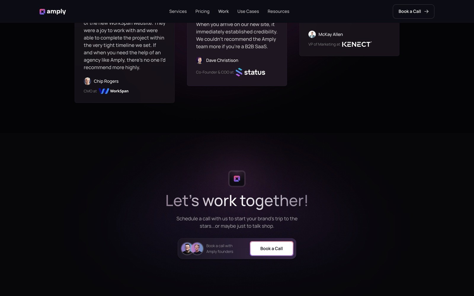 Amply Hero CTA section screenshot