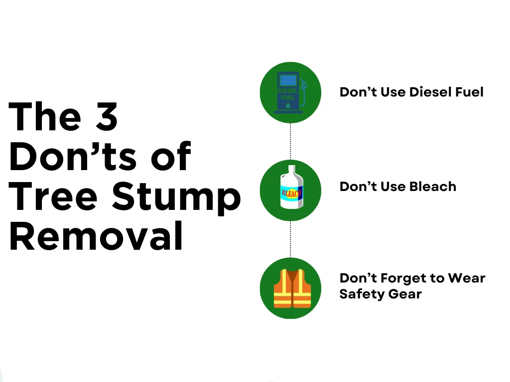 A post explaining the three donts of a tree stump removal