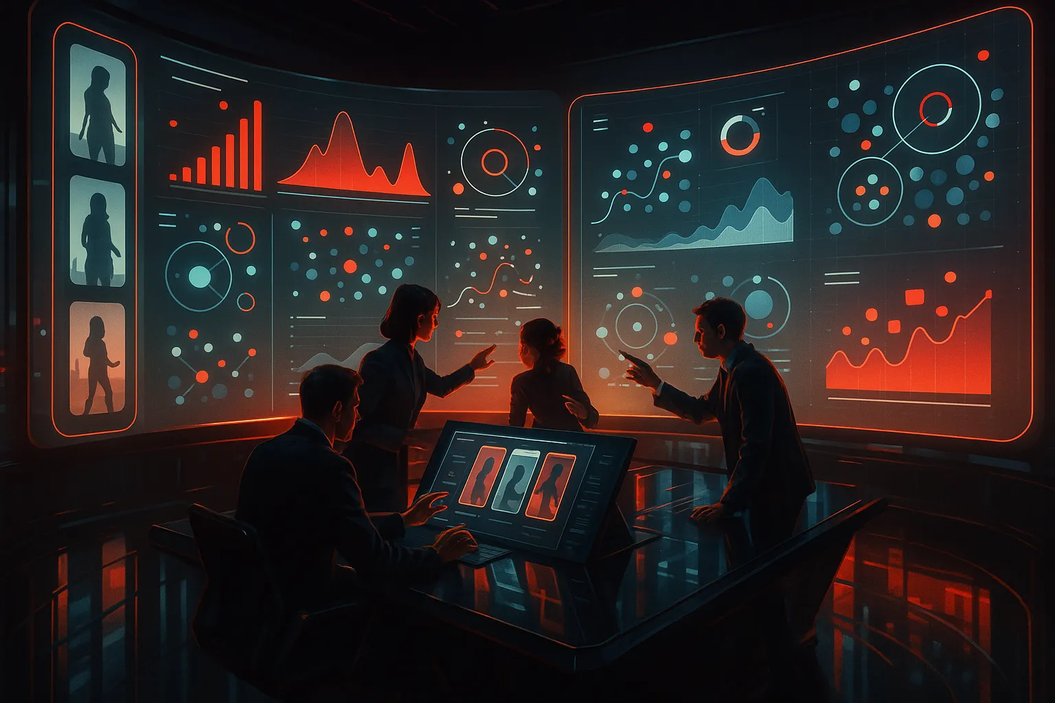 Team strategizing at RockN' Socials, a digital marketing agency hub.