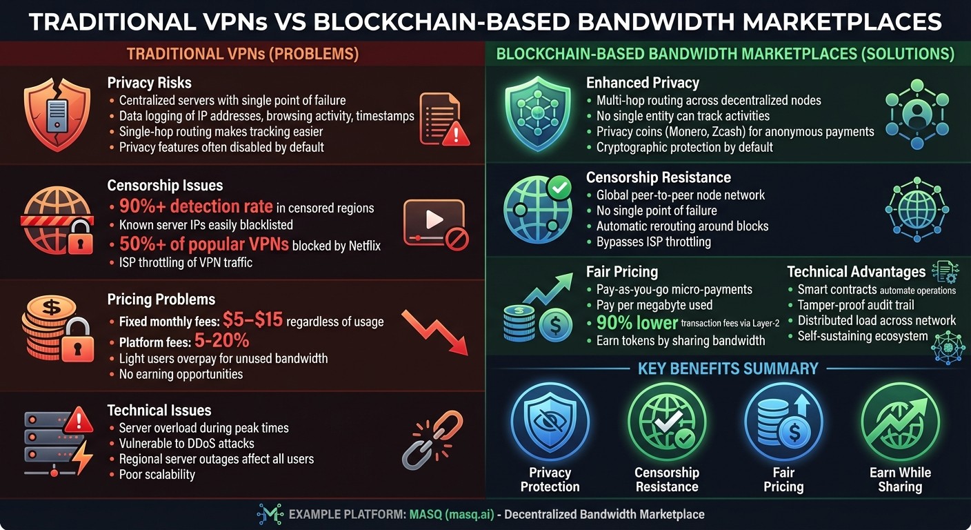 Traditional VPNs vs Blockchain Bandwidth Marketplaces Comparison