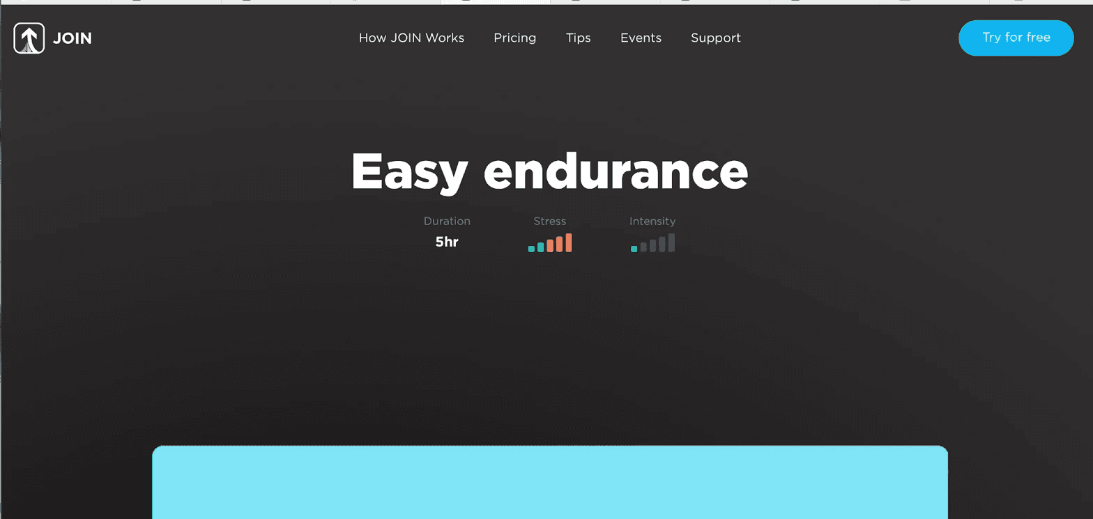 Screen image of JOIN Workout Easy Endurance