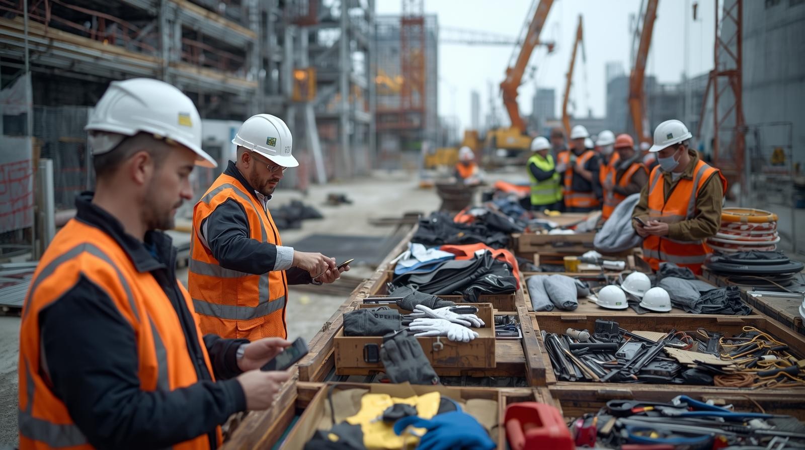 Hacer Group team scanning and tracking gear on a construction site