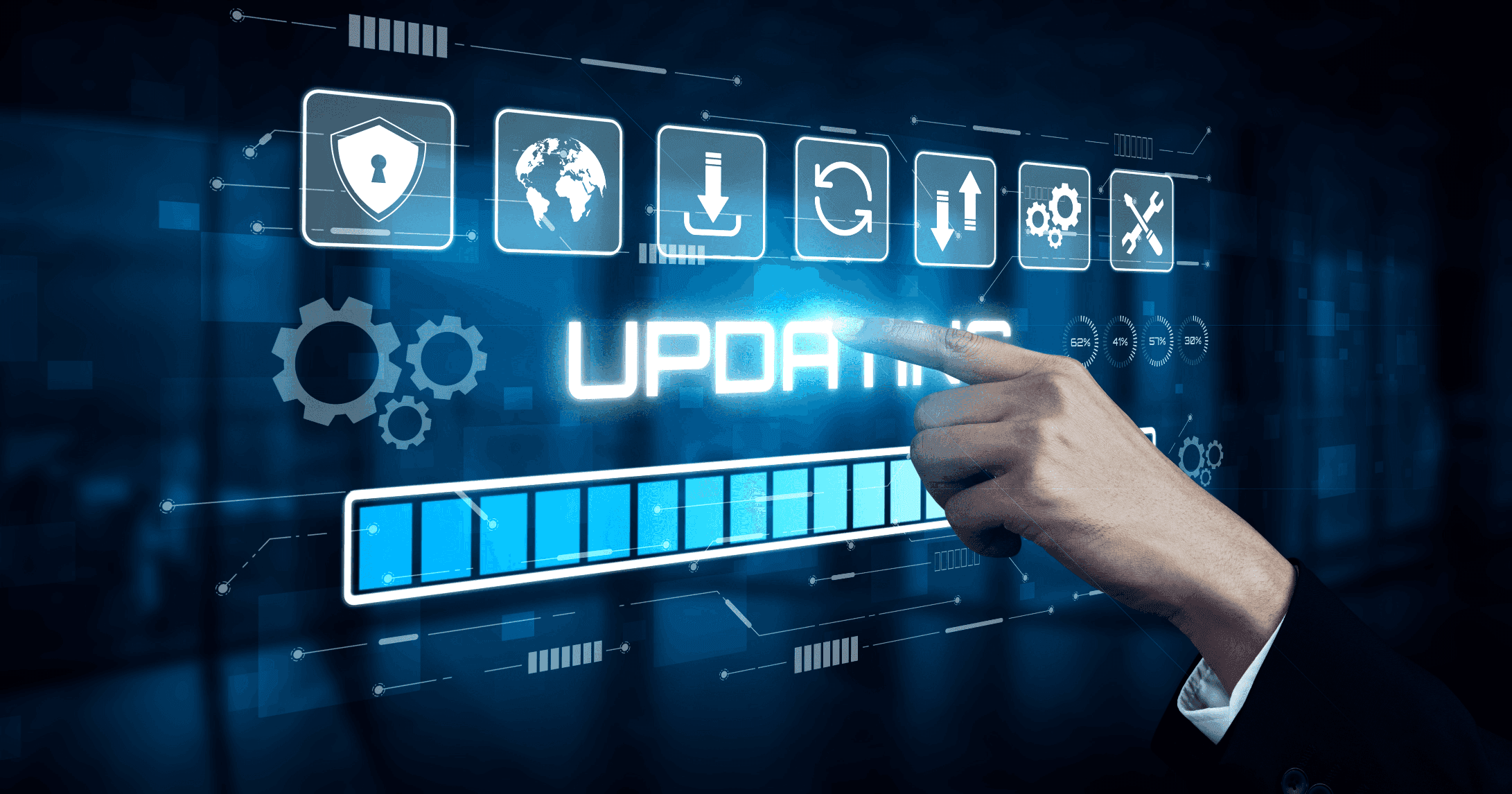 Man pressing Update on display