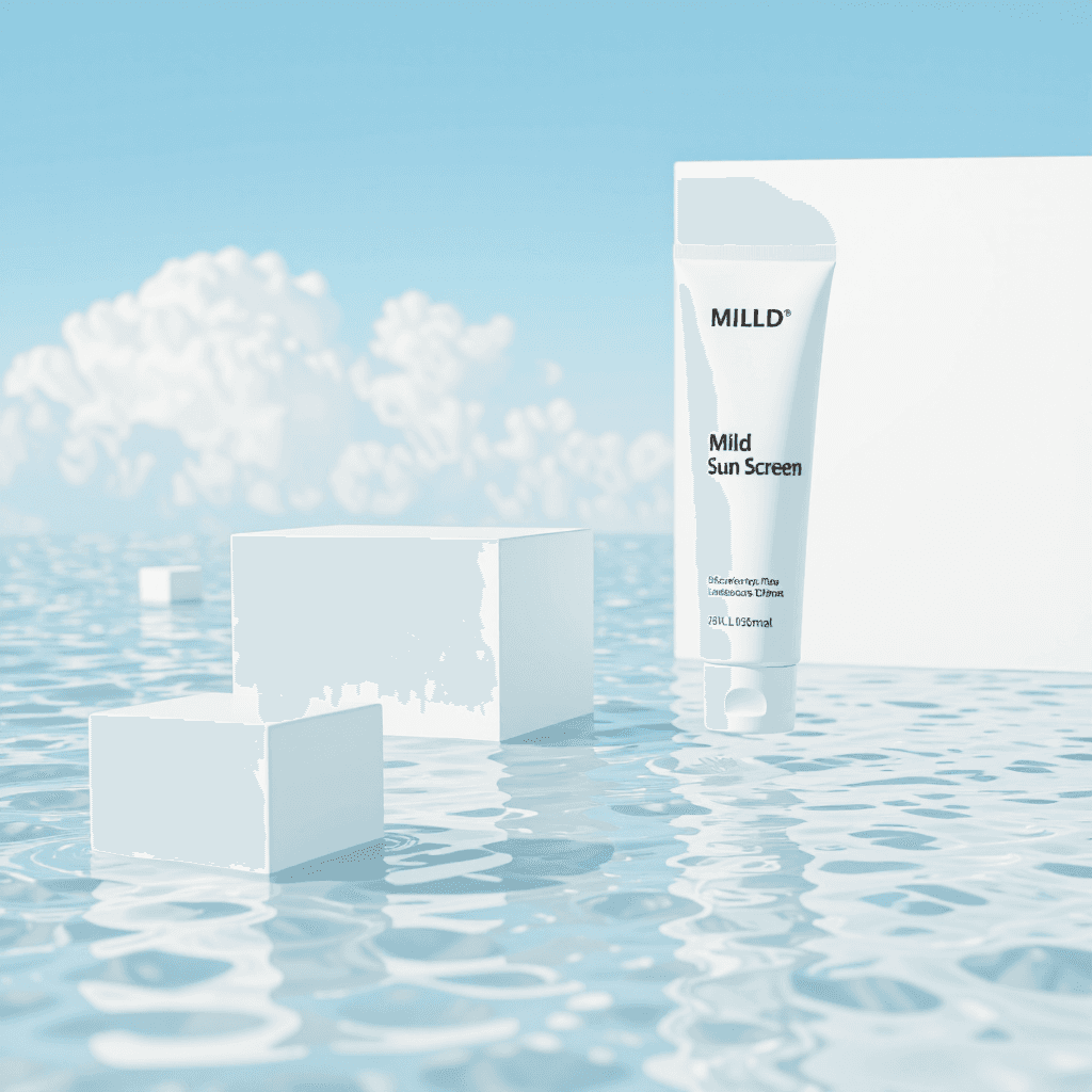 product photography of tube of mild sun screen