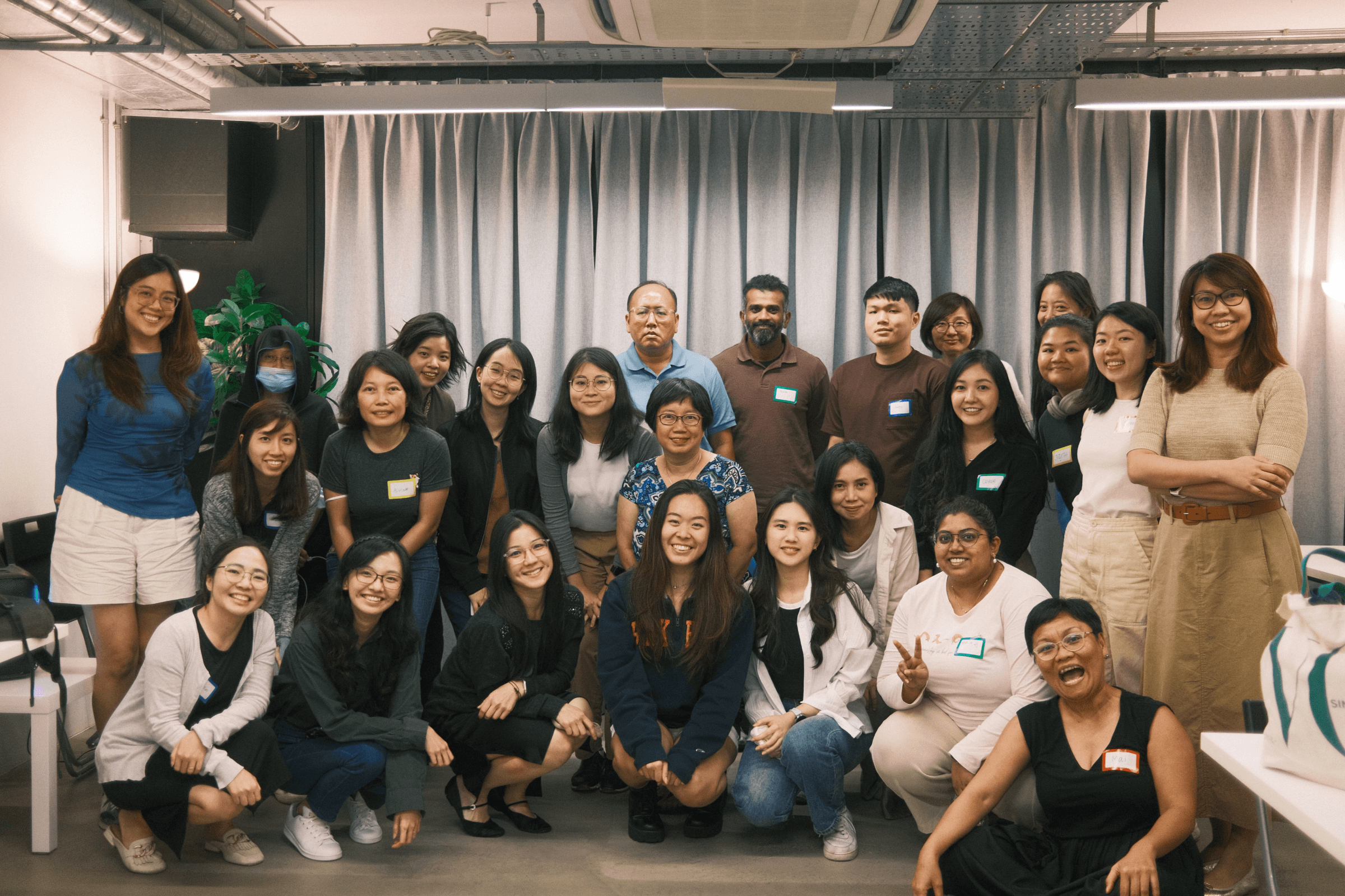 A group photo with our team and all the participants who turned up for our AI x Design Thinking workshop.