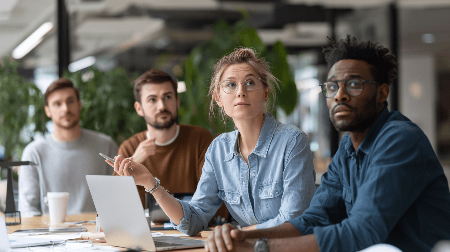 Professionals in werkoverleg over digitale innovatie en optimalisatie