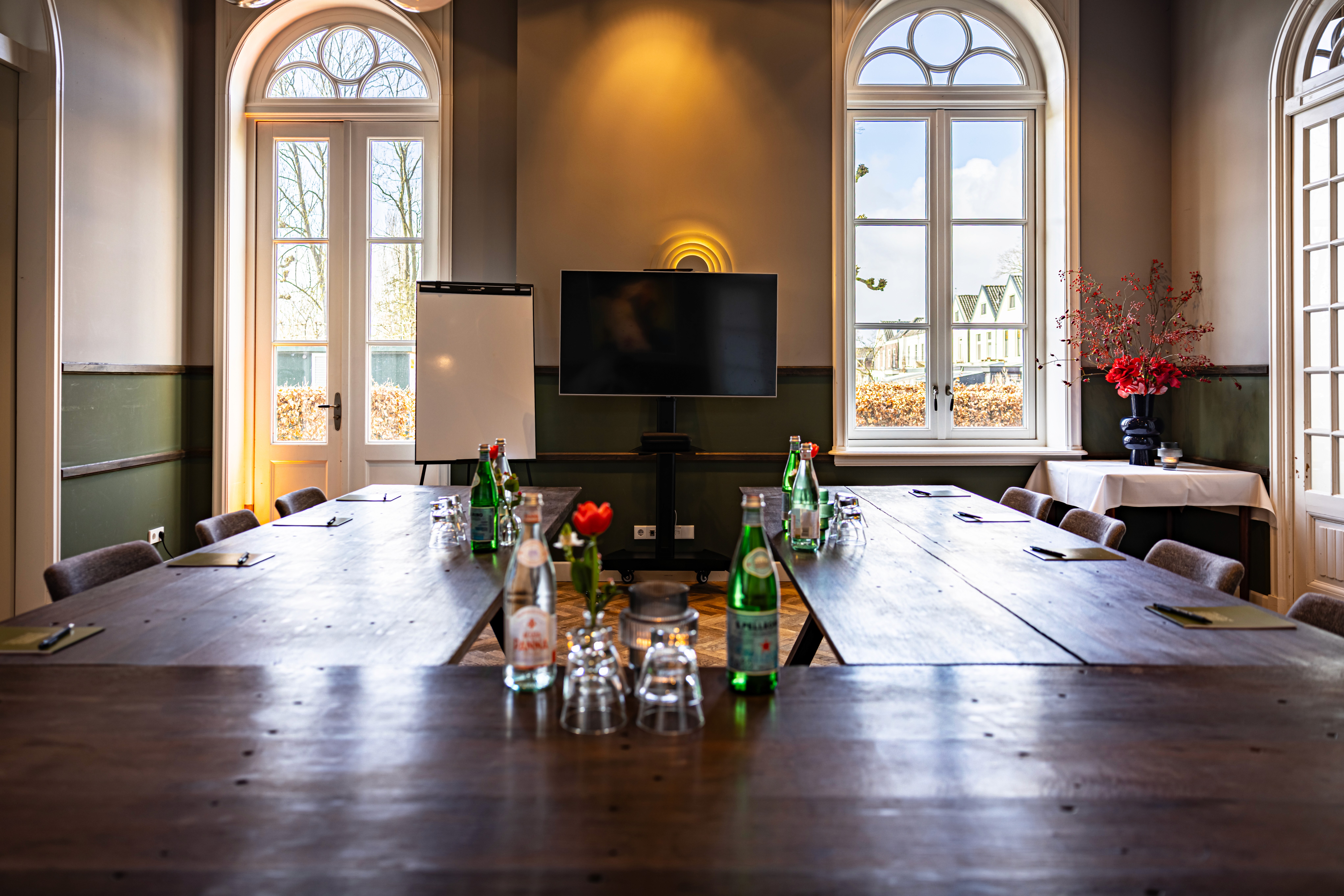 mountains with a road in between