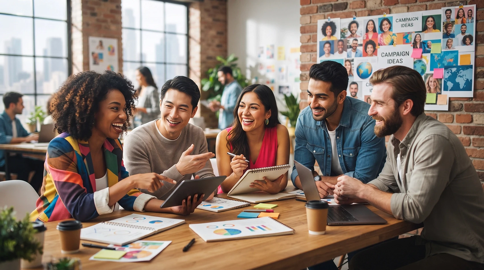 Multicultural marketing agency UK diverse team planning campaign strategy in London office