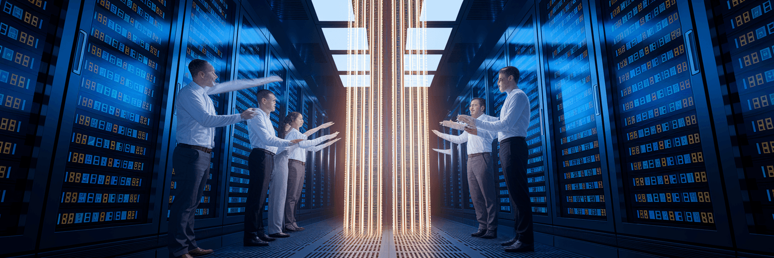 Engineers interacting with centralized data hub