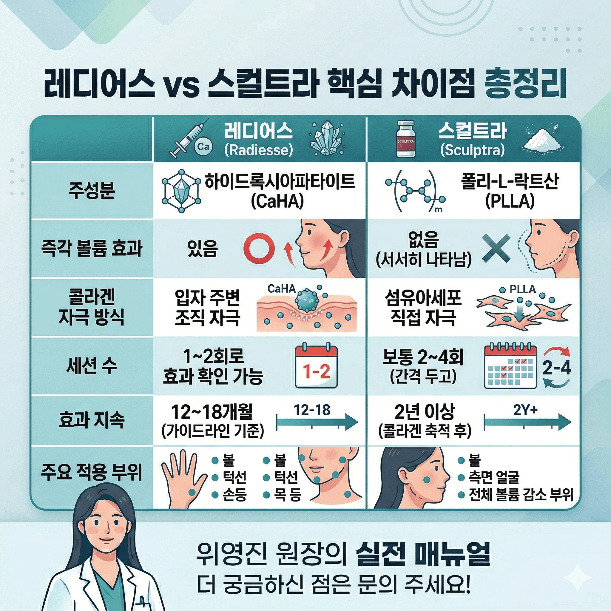 볼 꺼짐엔 레디어스? 얼굴 전체 탄력엔 스컬트라? 부위별 최적의 조합