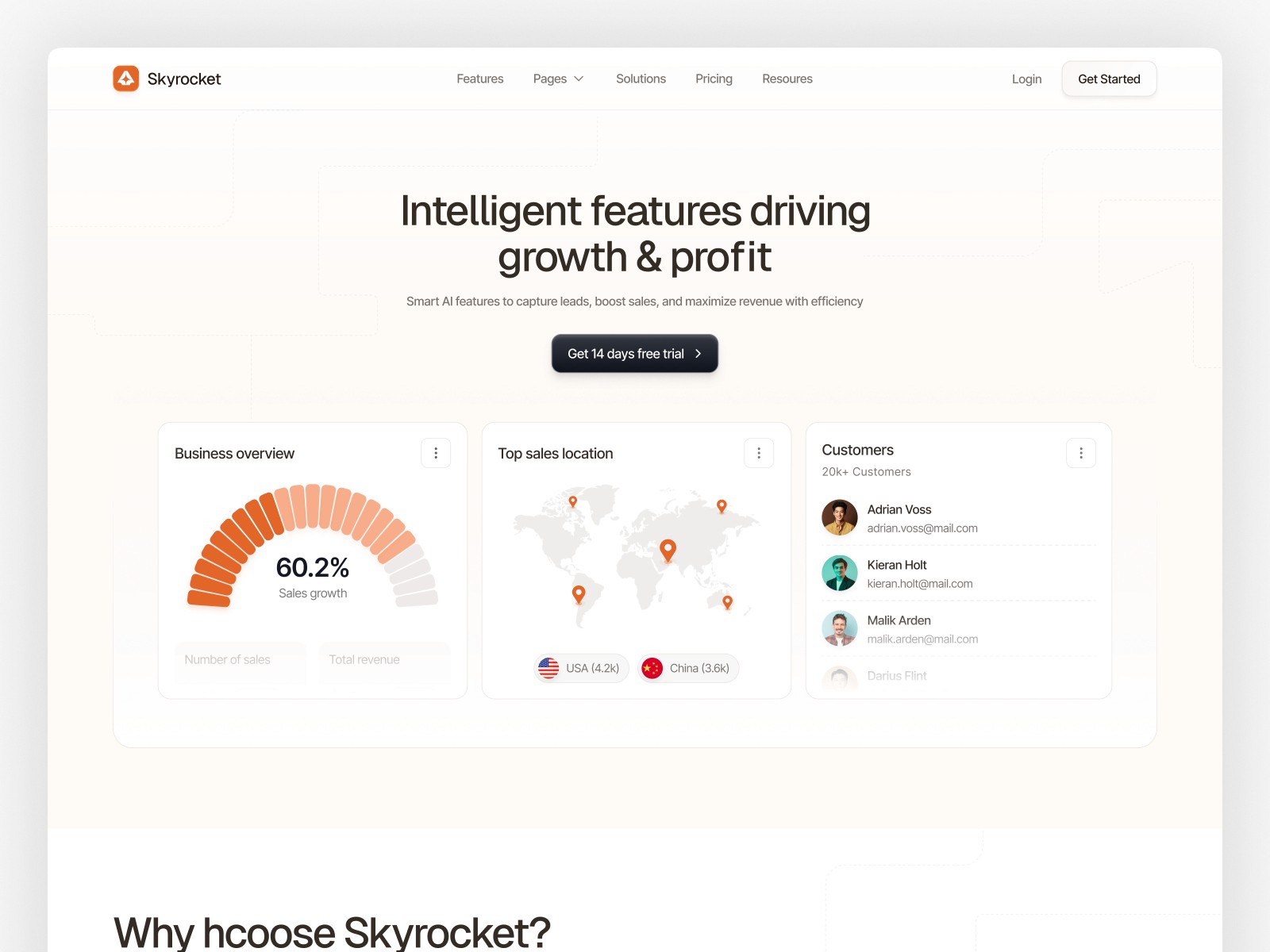 Skyroket — 现代专业 AI 产品官网设计灵感