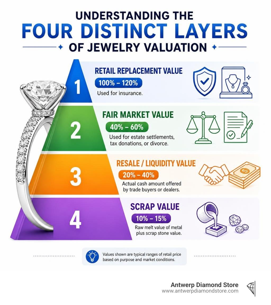 Understanding the four distinct layers of jewelry valuation infographic