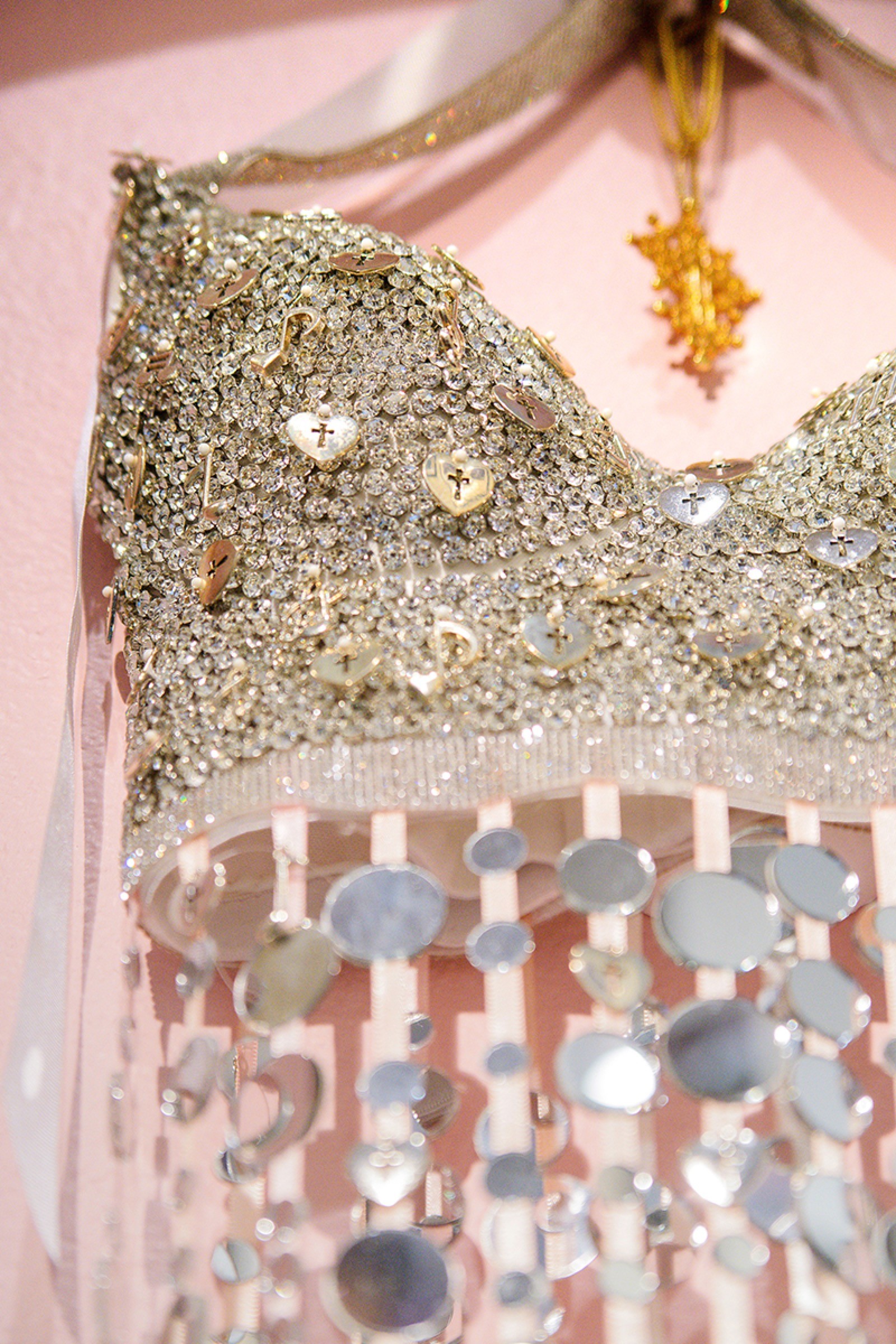 Art documentation detail of a jeweled textile