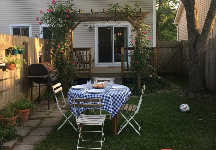 Airbnb dining area in the backyard