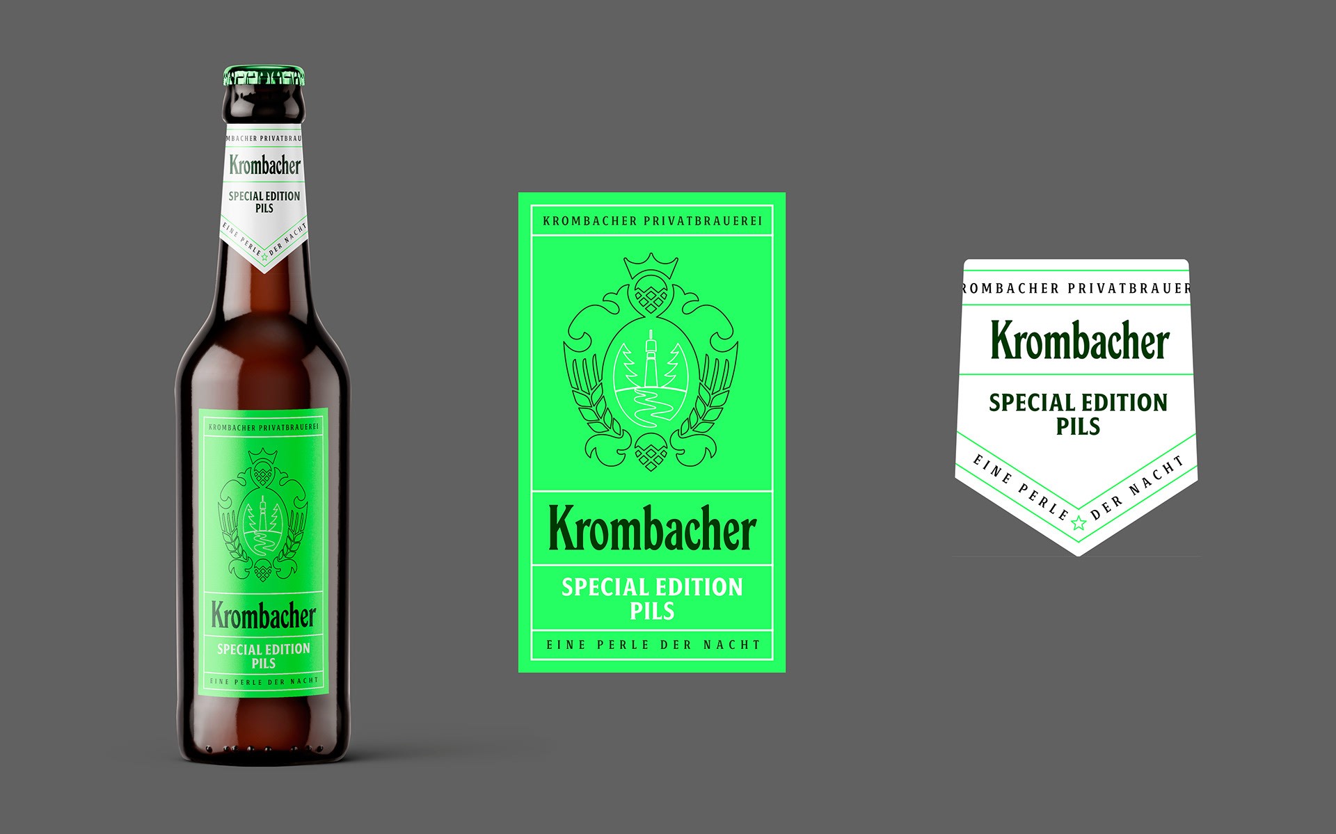 Labeldesign für die Krombacher Nightlife Edition – reduziert, laut und bewusst anders gedacht.