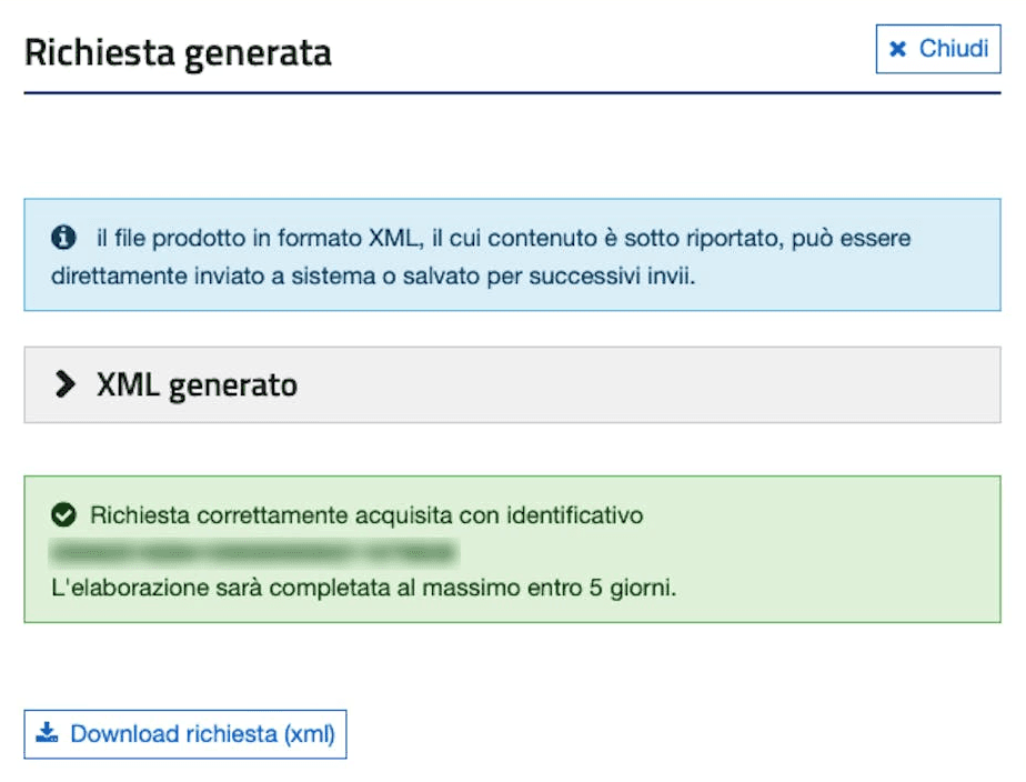 screenshot procedura manuale XML