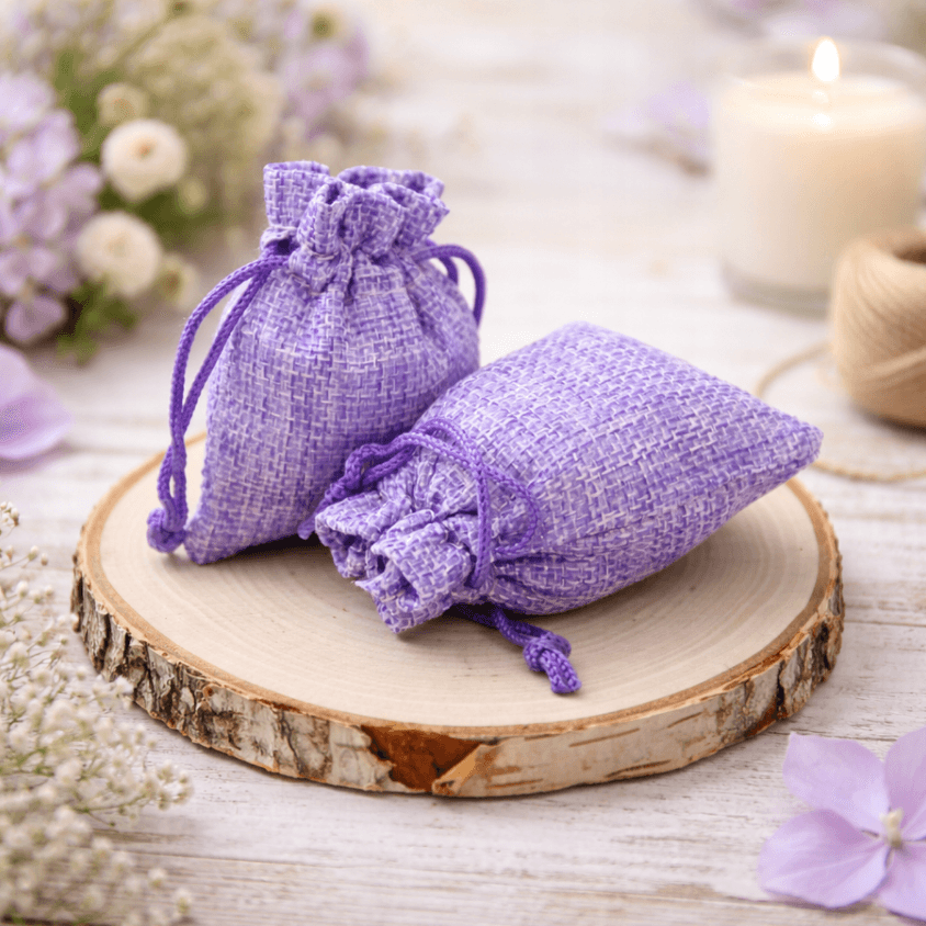 woreczki jutowe fioletowe 7x9