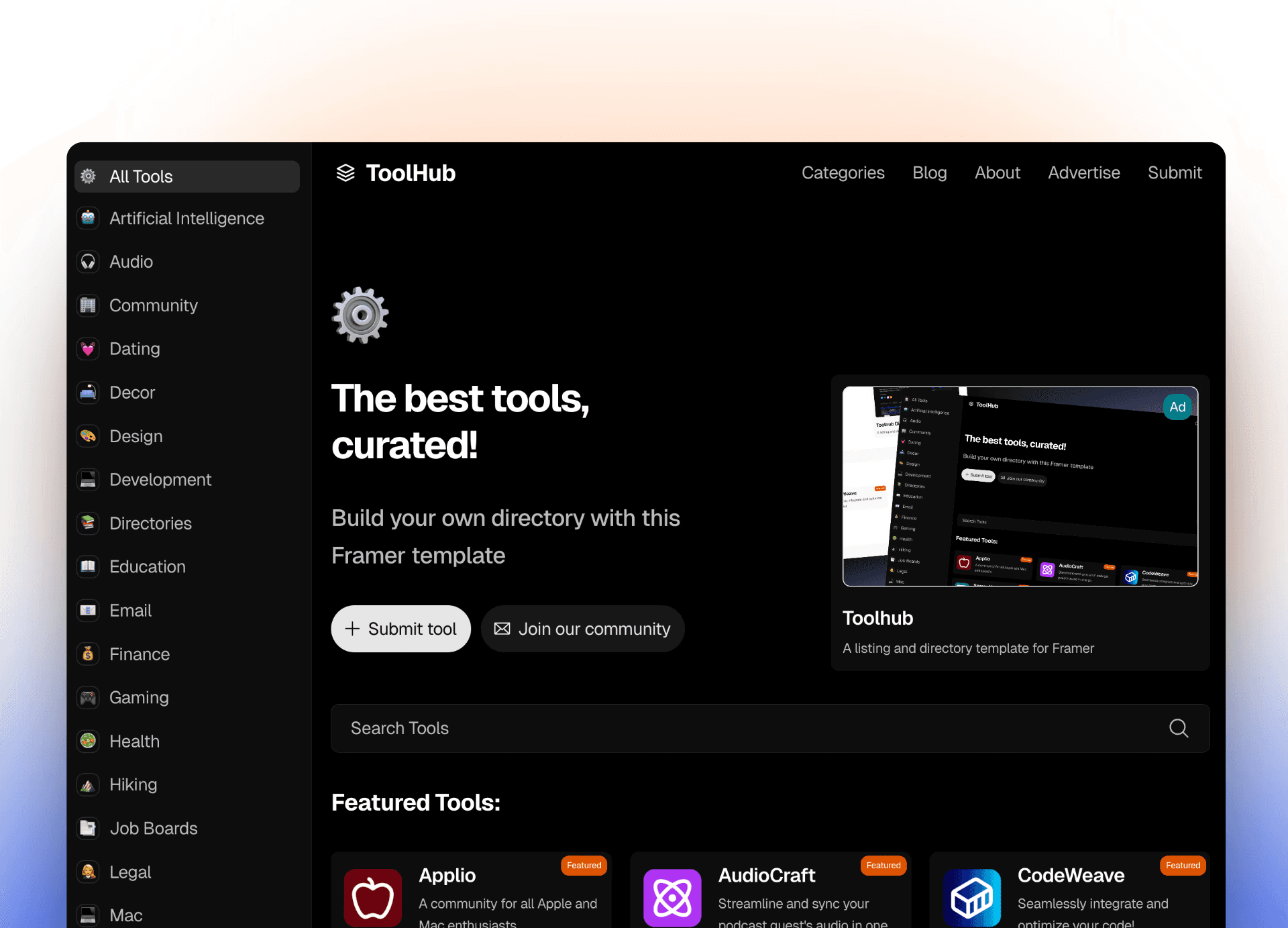 toolhub framer template