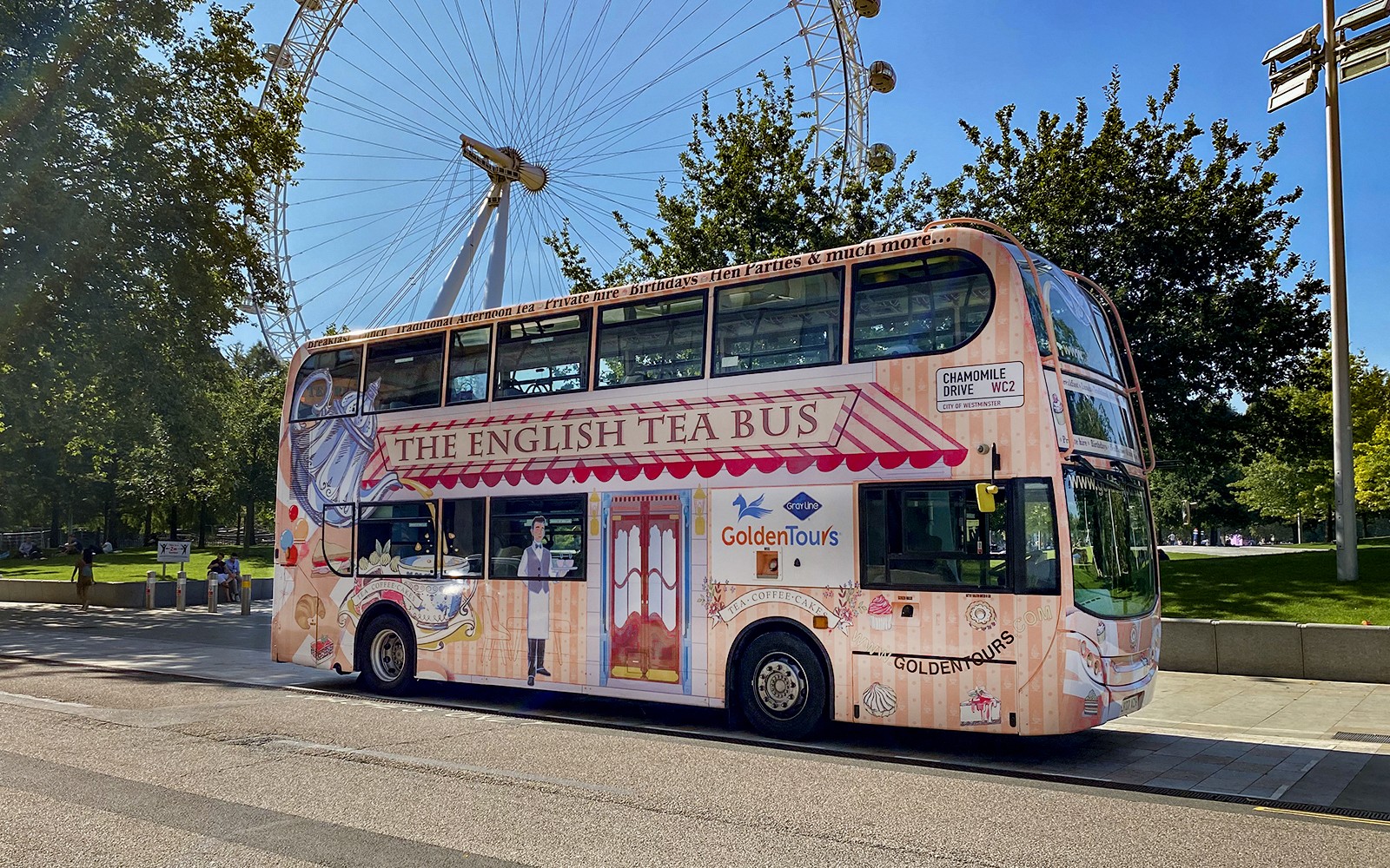 Exterior view of the Afternoon Tea bus
