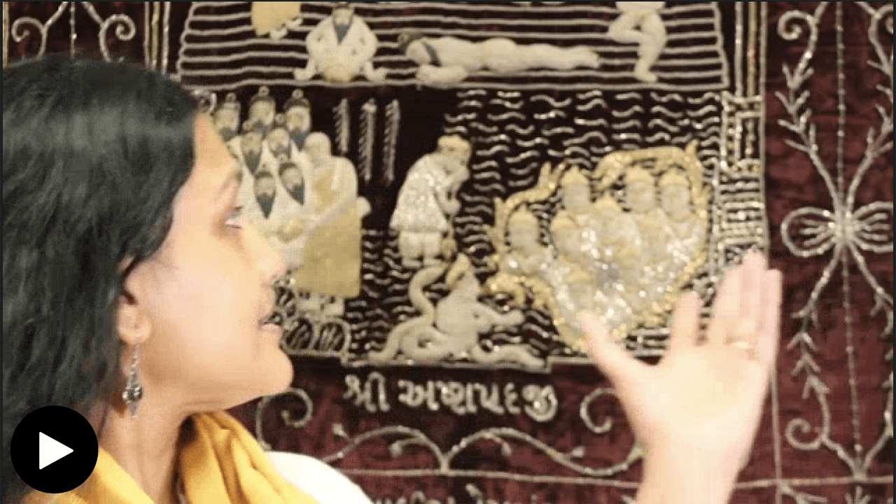 Dhanani (speaker) close up of face in front of chod pata