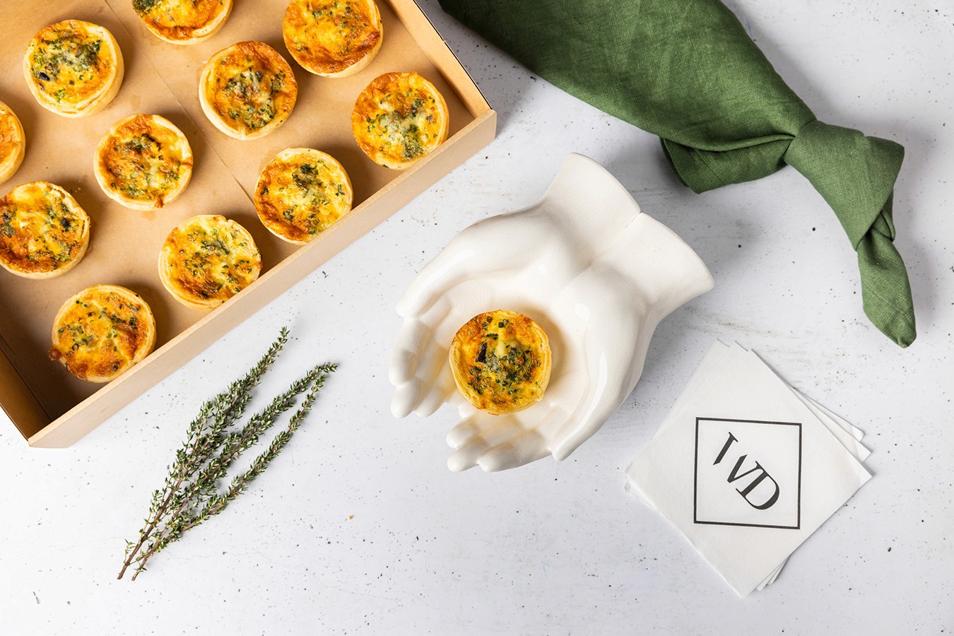 Homemade Quiches from the Express Catering, drop-off catering range