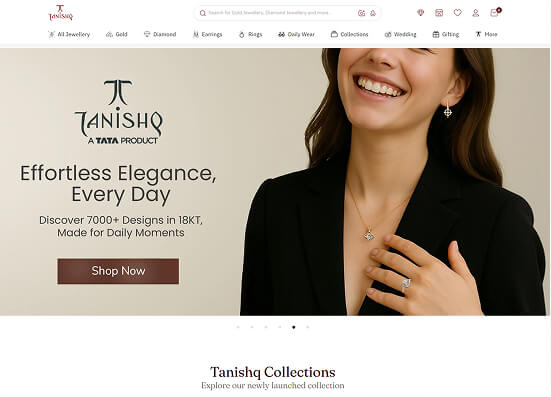 Tanishq jewelry e-commerce UI design