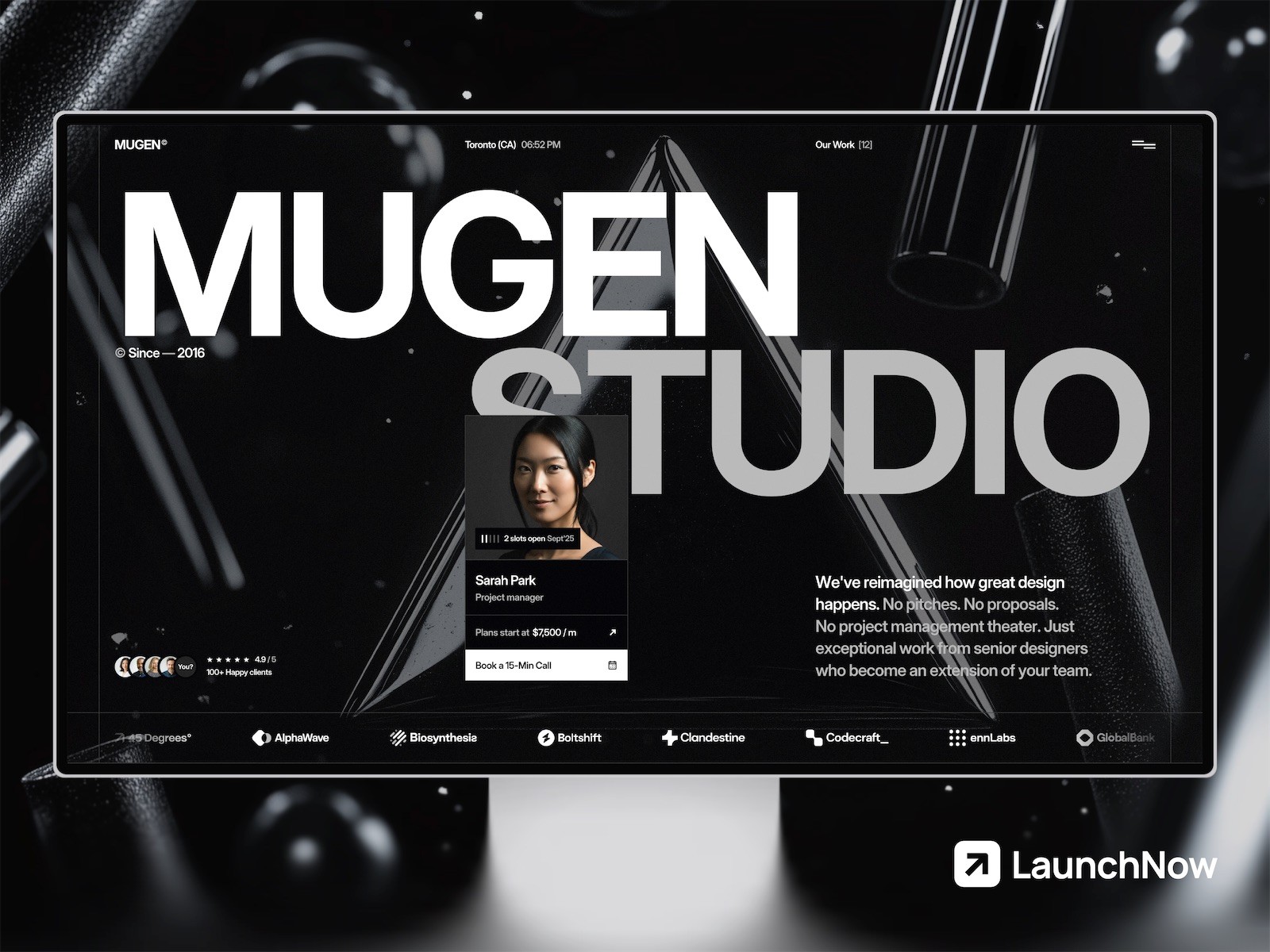 Mugen Framer agency template preview