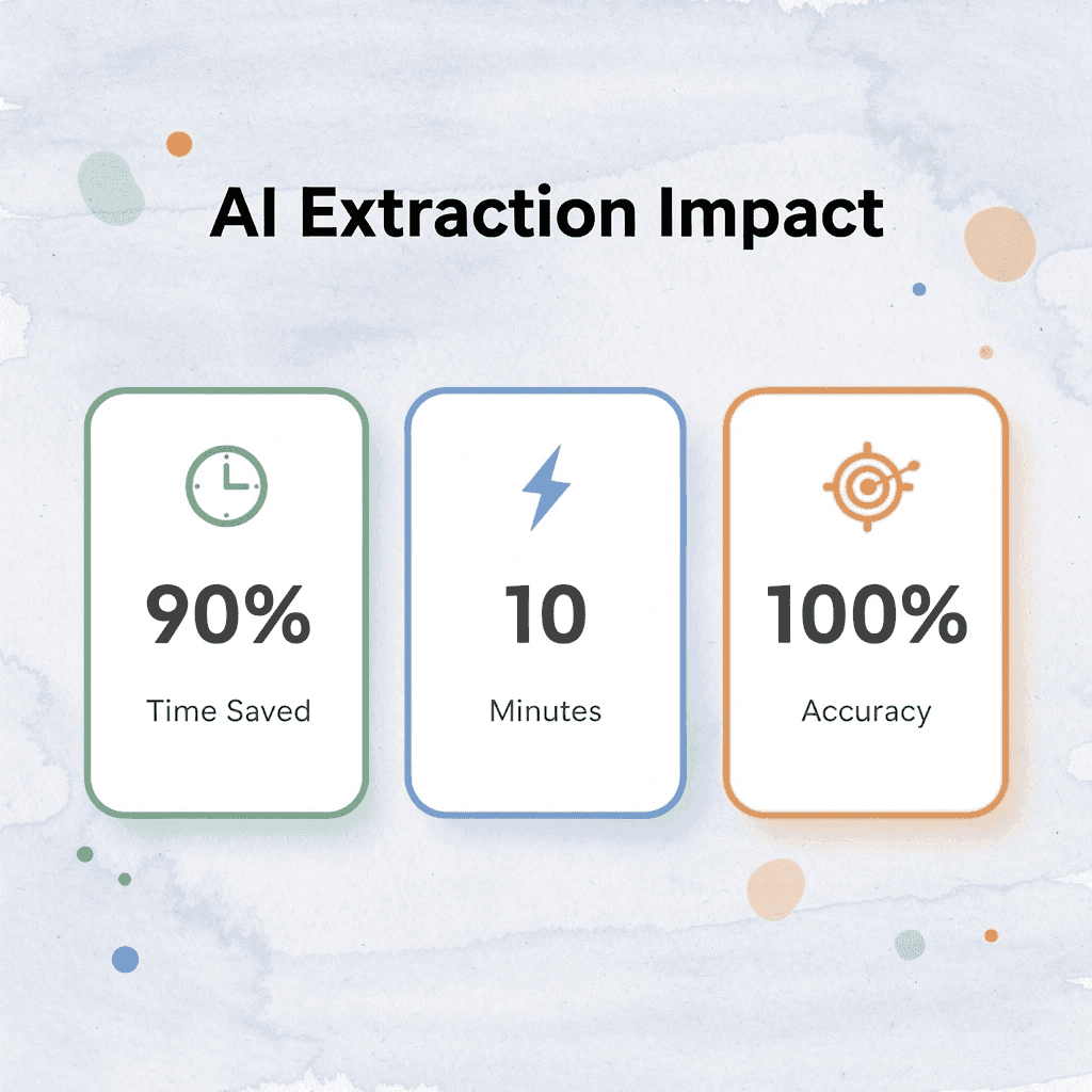 Statistics showing AI extraction impact metrics