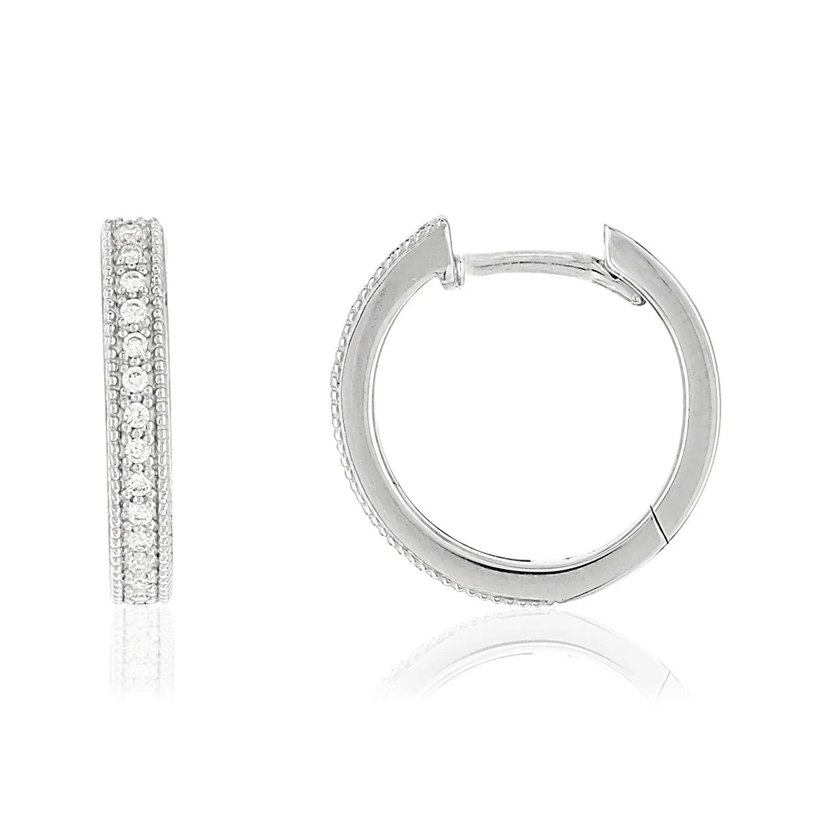 Créoles en or blanc 750 sertie de diamants