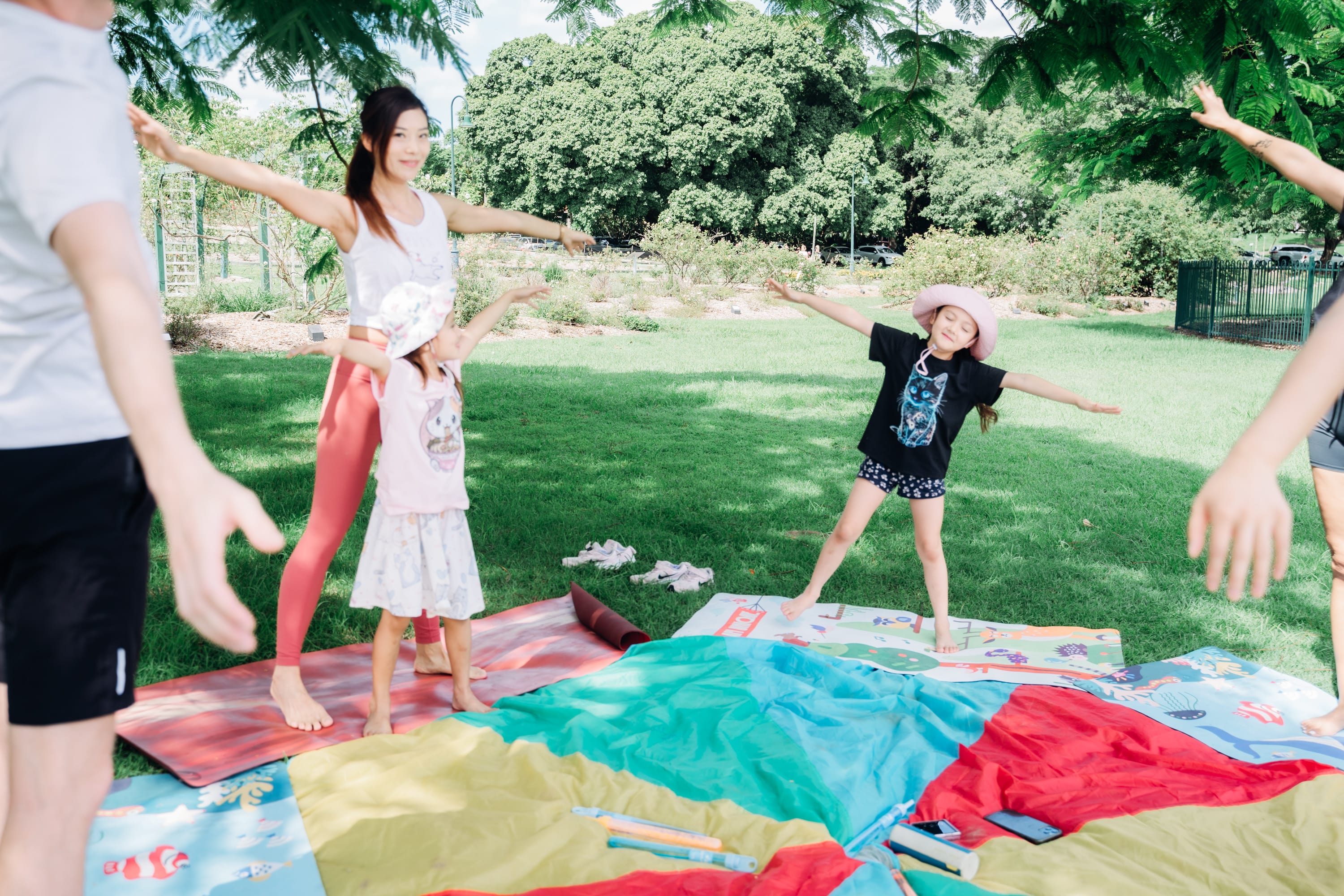 Female yoga instructor teaching a client