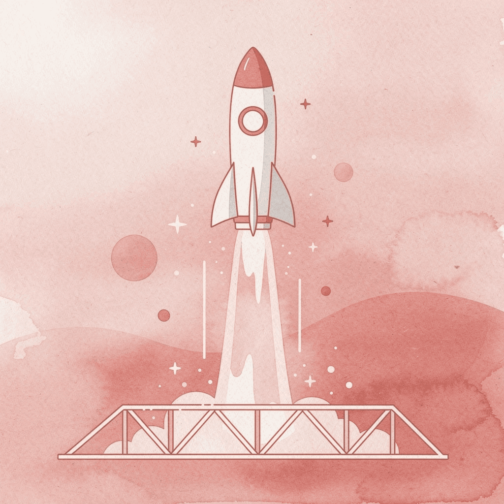 Scene illustration of upward launch representing purposeful fitness progression