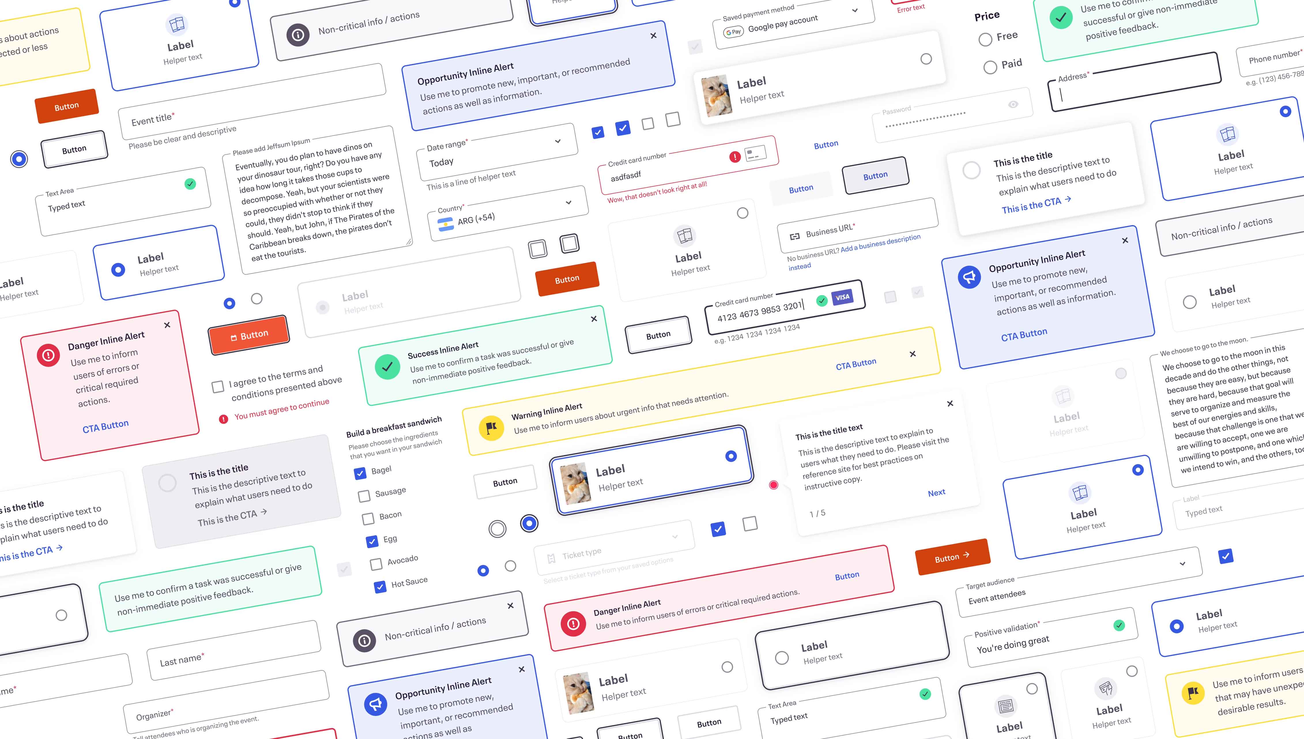 Snapshot of various design system components