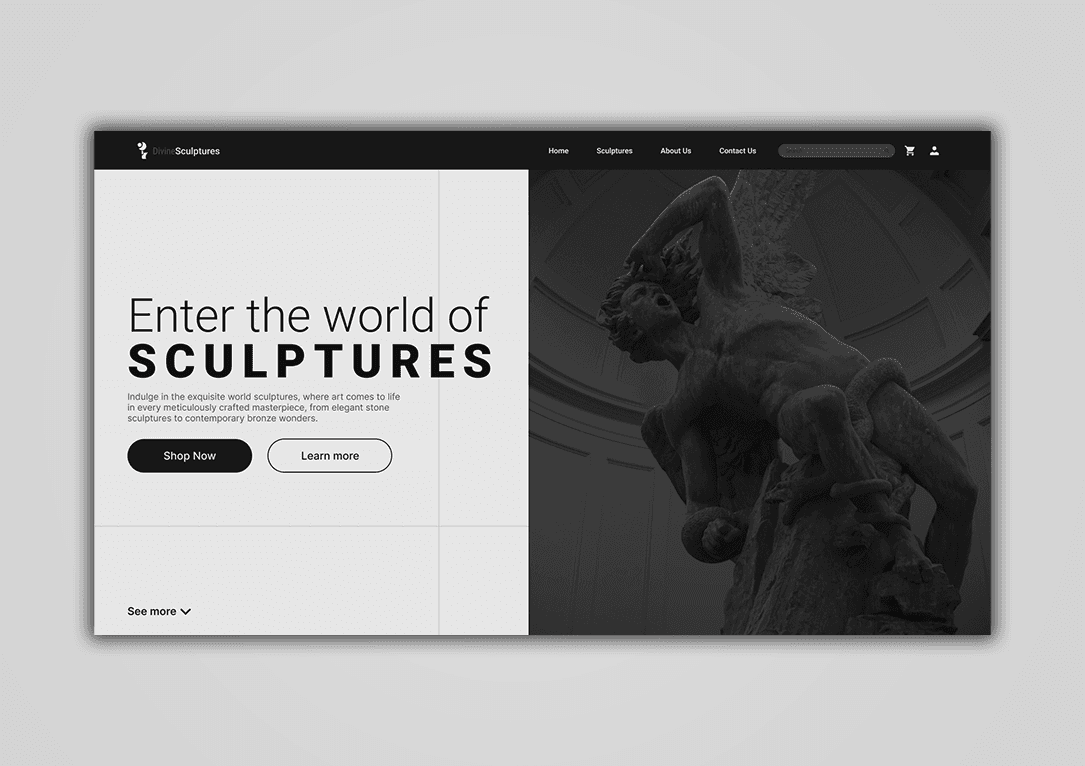 sculpture website homepage section