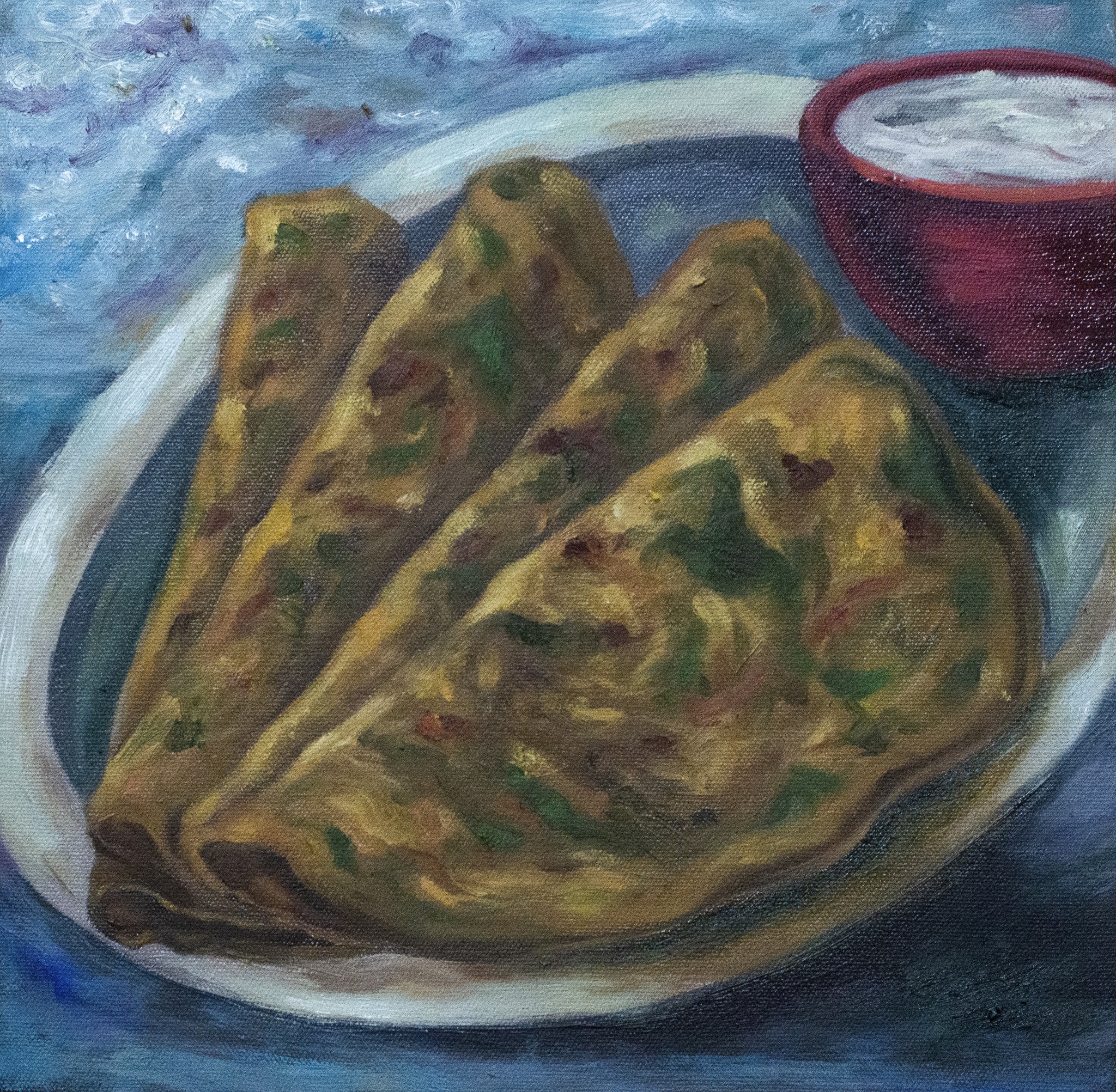 red and white abstract painting