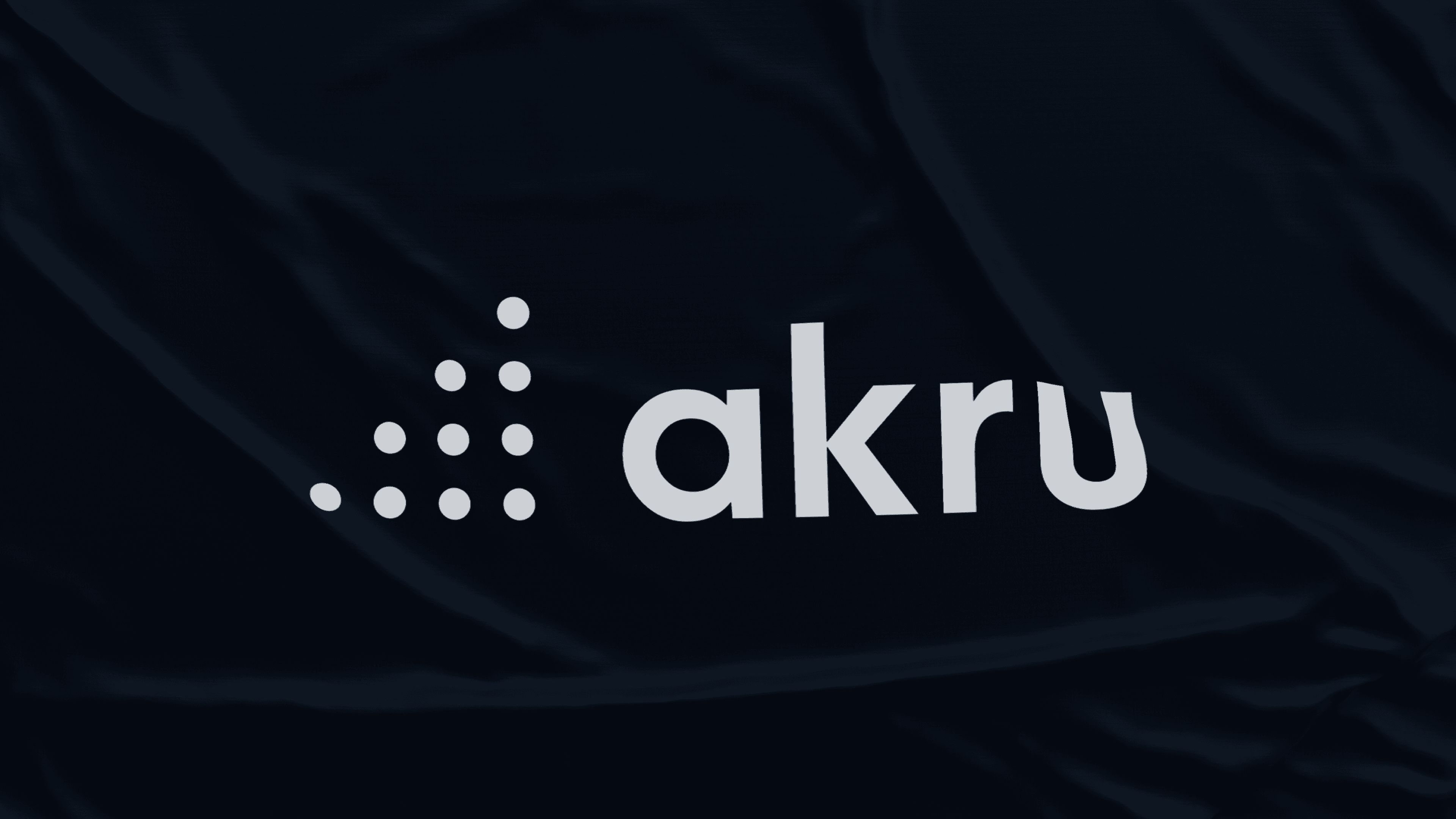 Akru logo displayed on premium dark background to reinforce branding and software identity