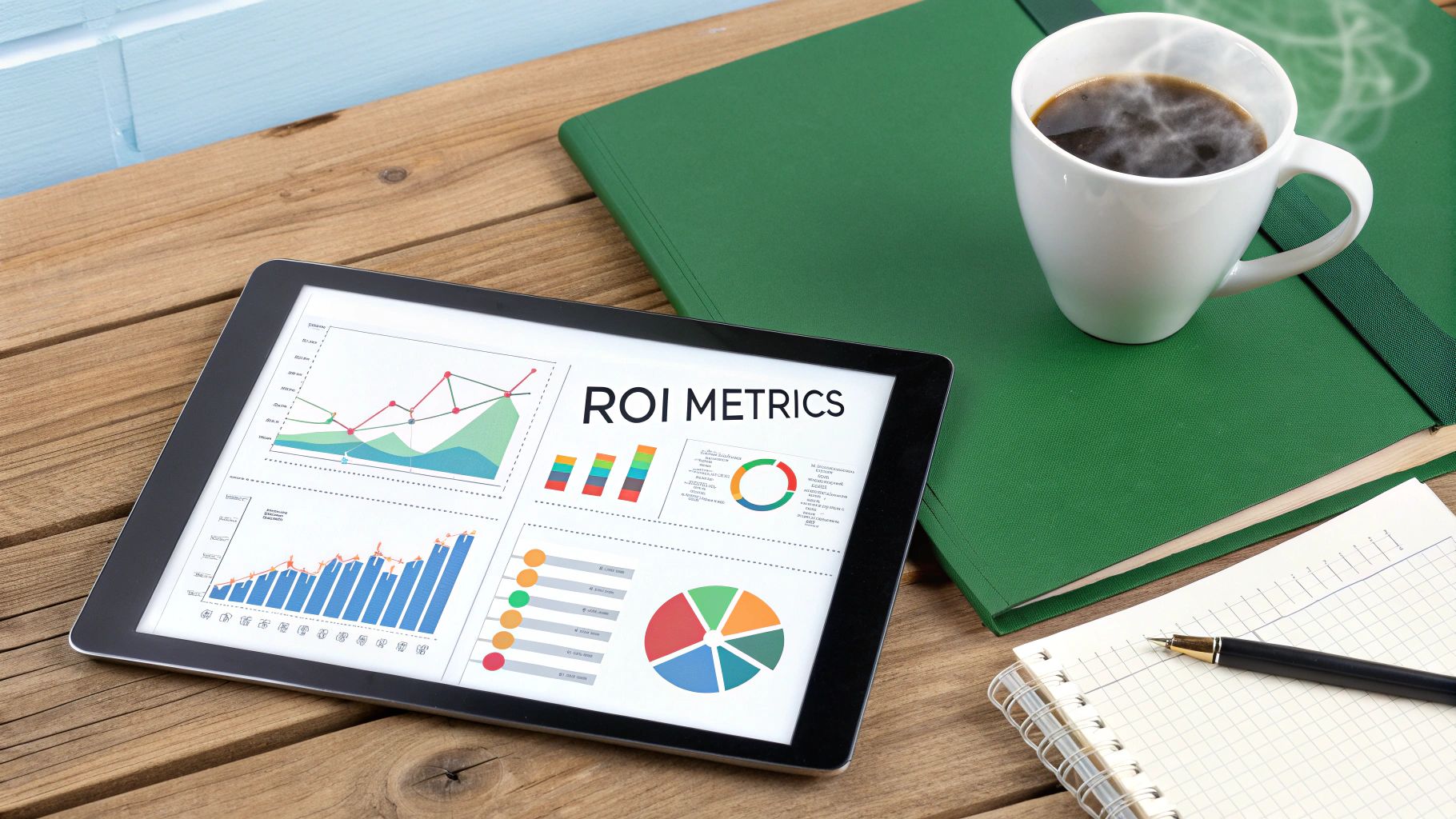 A dashboard showing positive trends in hiring metrics like time-to-fill and new hire performance.