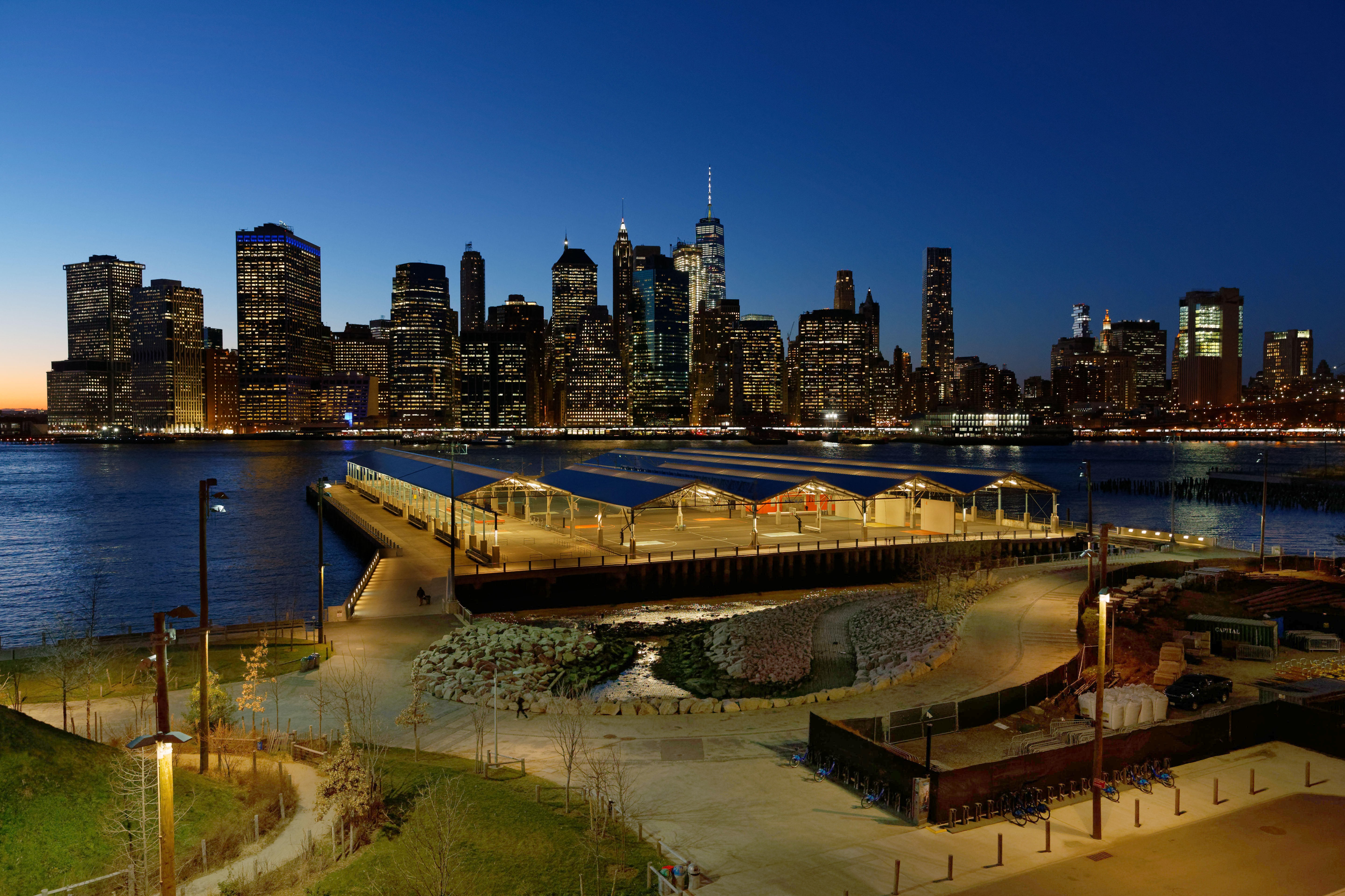 Photo of the light installations at Brooklyn Navy Yard, of Brooklyn, NY.