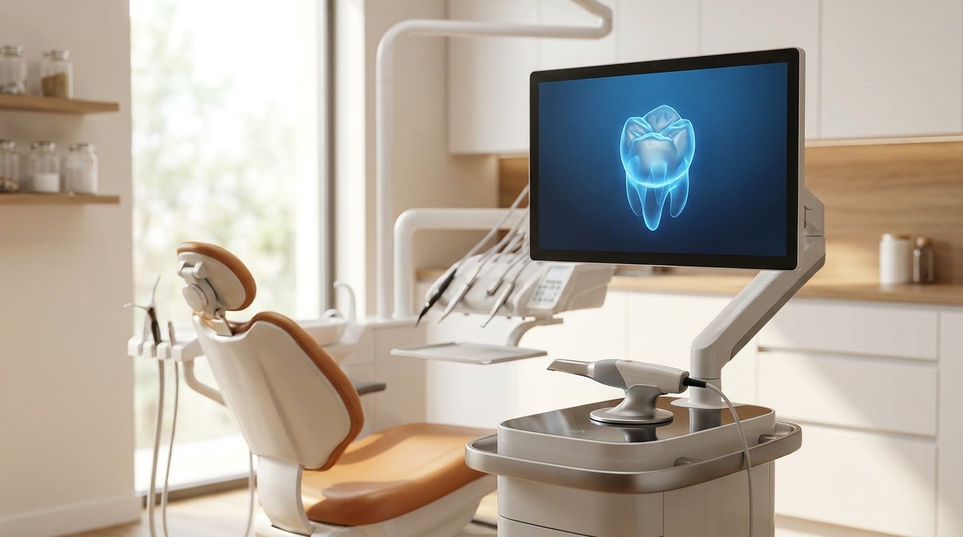 CEREC same-day crown being designed on a chairside monitor in Smyrna