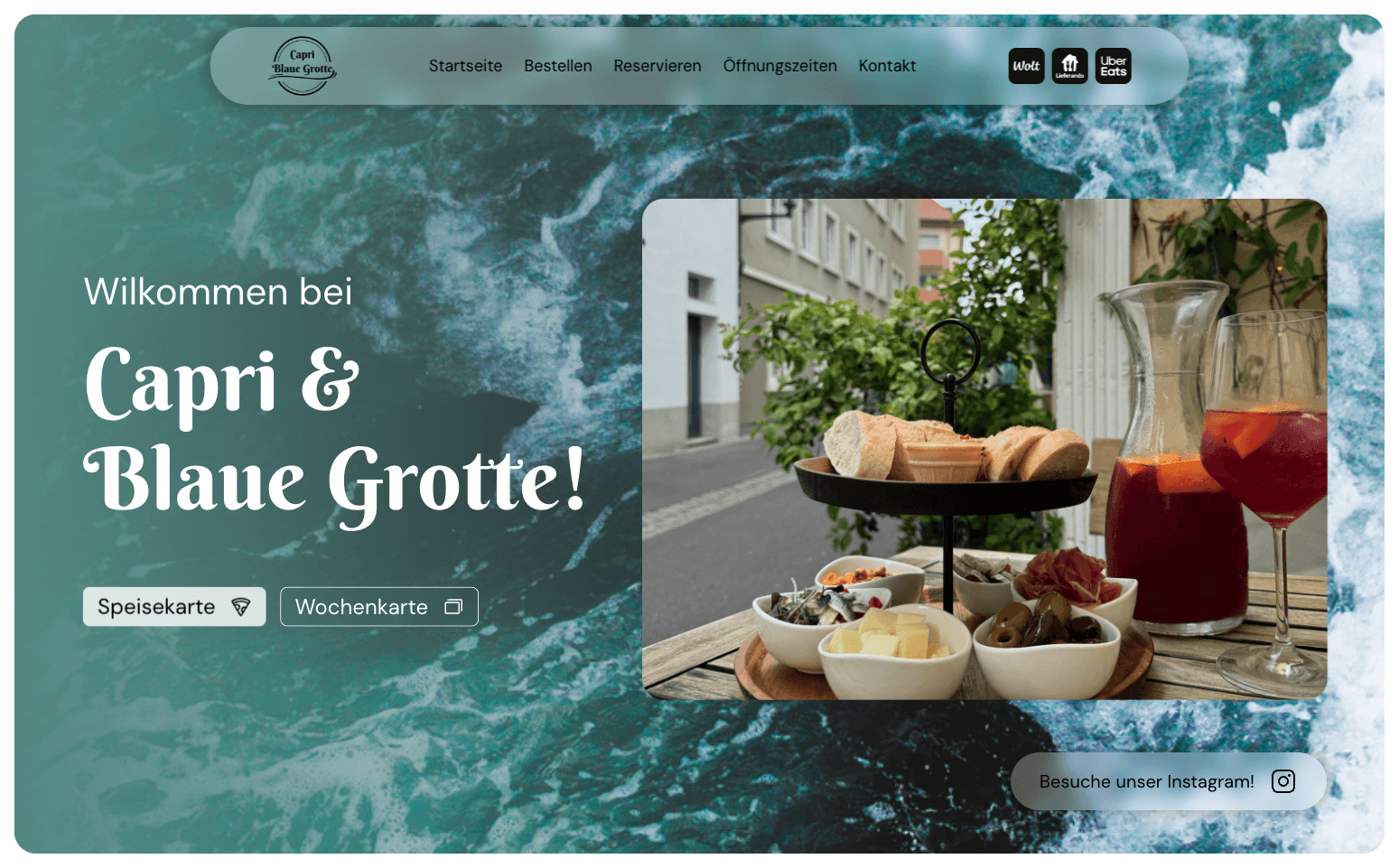 Landing Page der Website Capri & Blaue Grotte in Würzburg