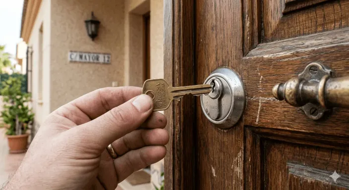 Llave rota y atascada en la cerradura de la vivienda, situación de urgencia cubierta por la asistencia de Allianz.