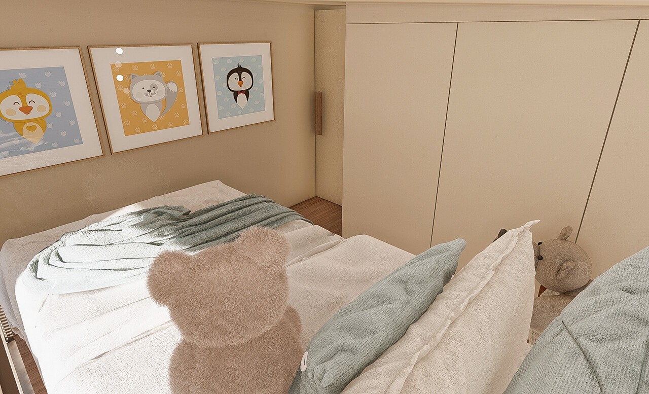 Kids bedroom with plenty of storage