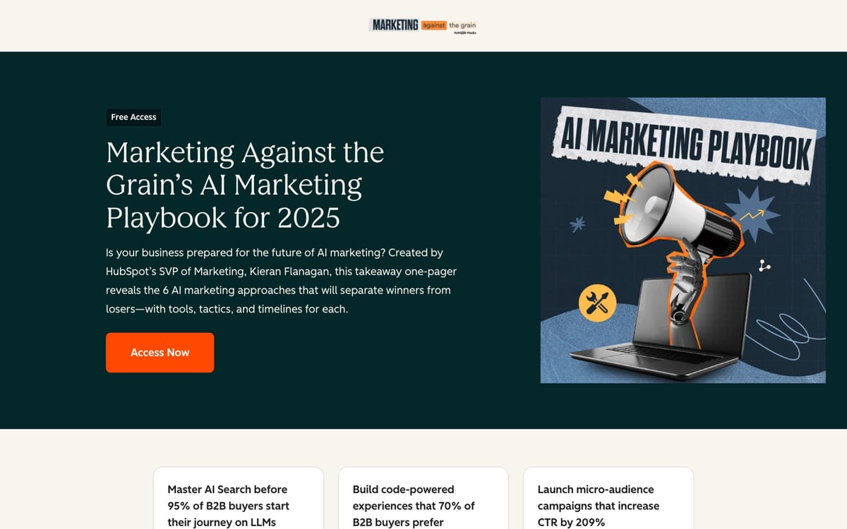HubSpot landing page for the AI Marketing Playbook