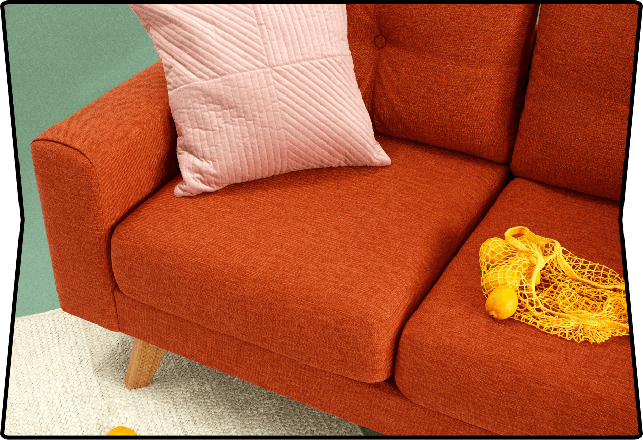 a comfortable looking red sofa