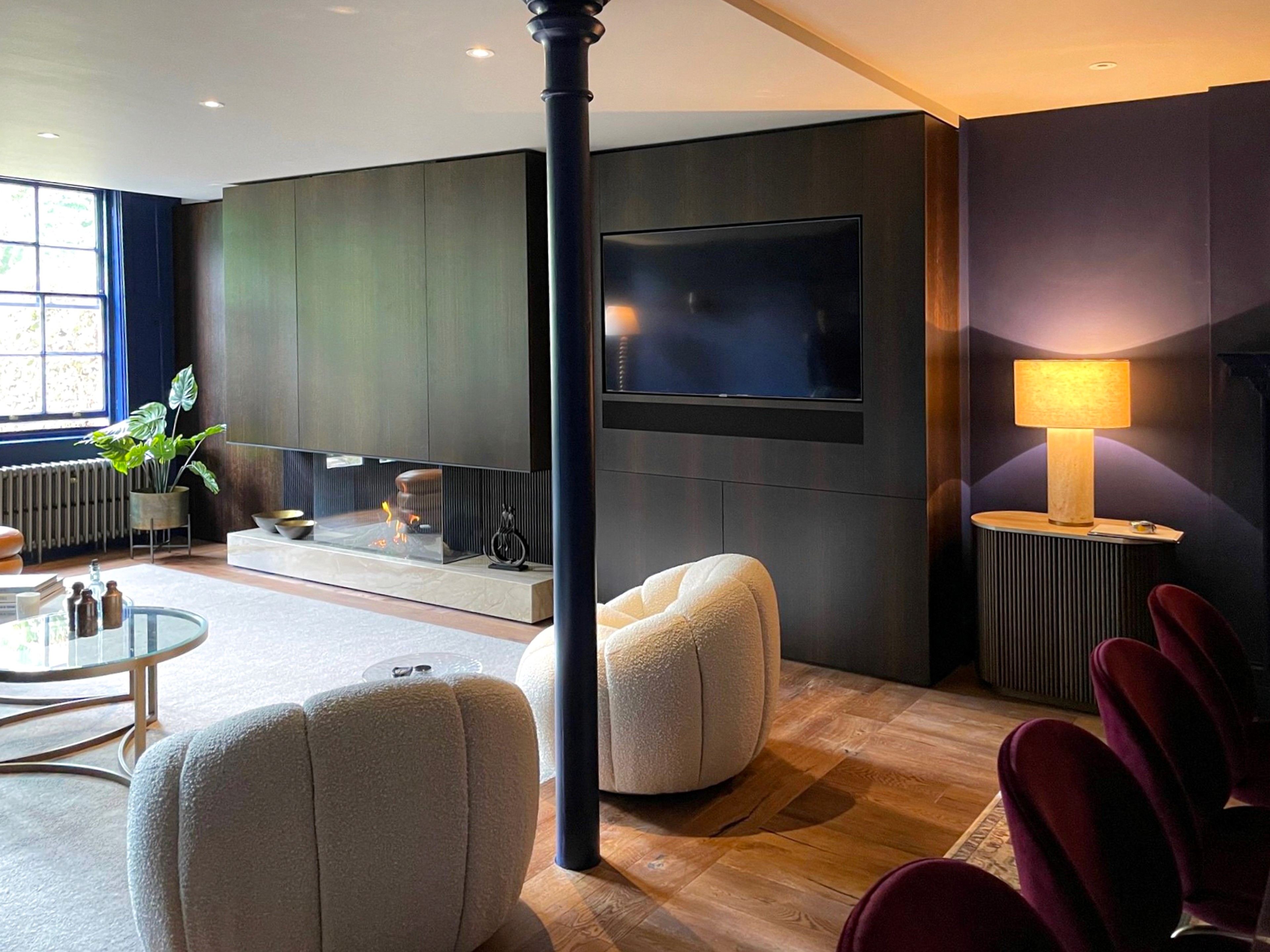 Fumed Eucalyptus Living Room Wall Panelling, Chislehurst, Kent