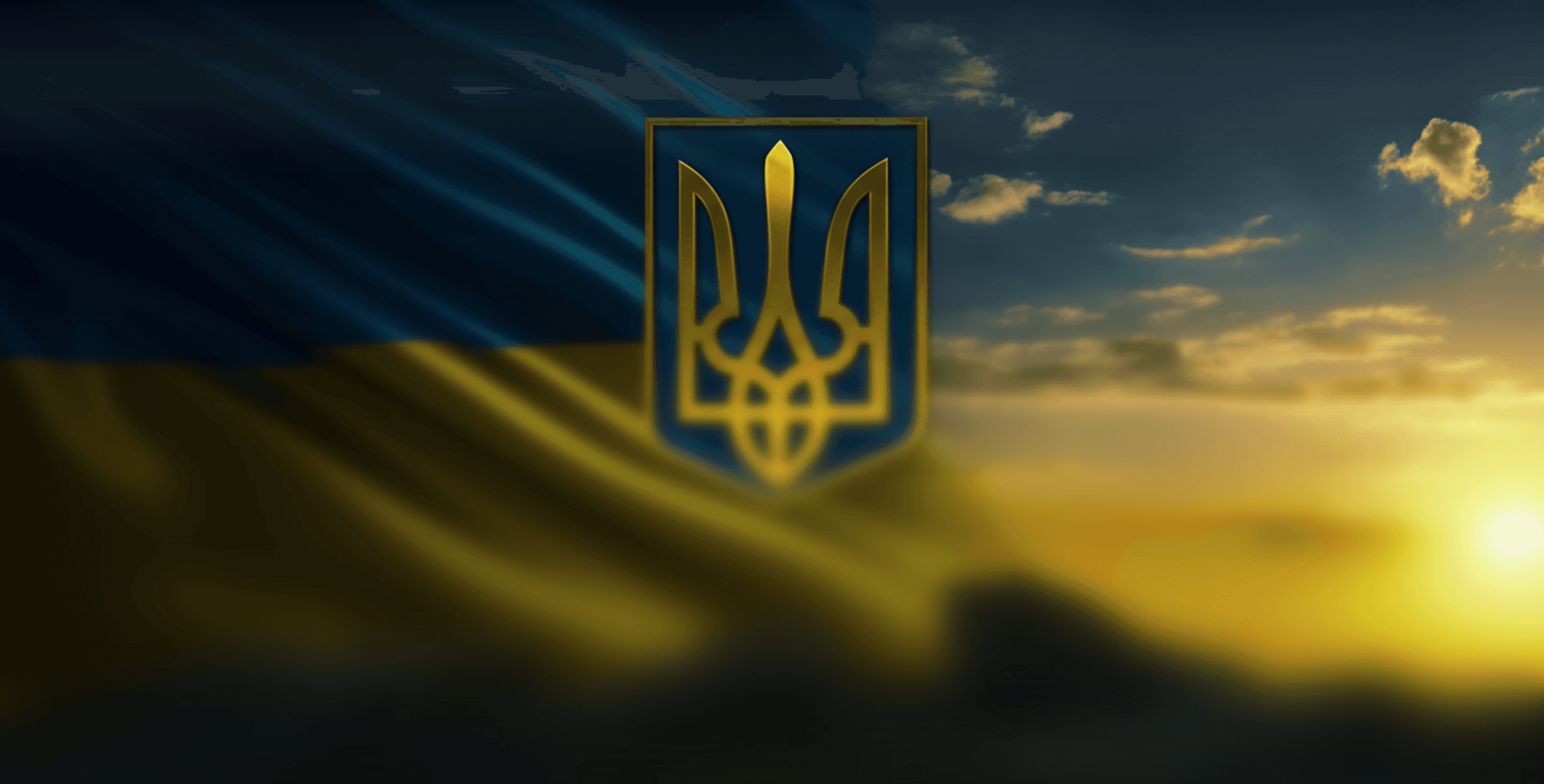 bandera de ucrania en el cielo